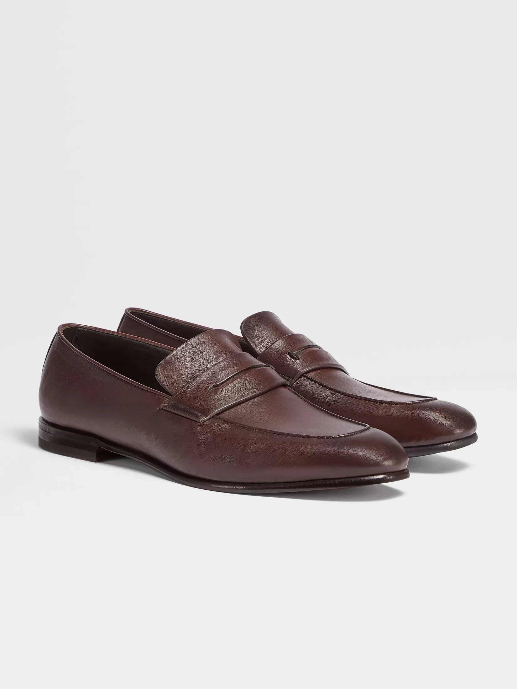 Shop ZEGNA Mocasines L'Asola en Piel de Color Marrón Oscuro Marrónoscuro