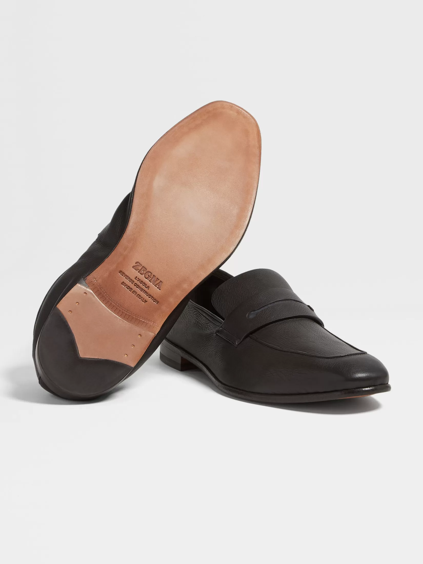 Outlet ZEGNA Mocasines L'Asola SECONDSKIN Color Marrón Oscuro Marrónoscuro