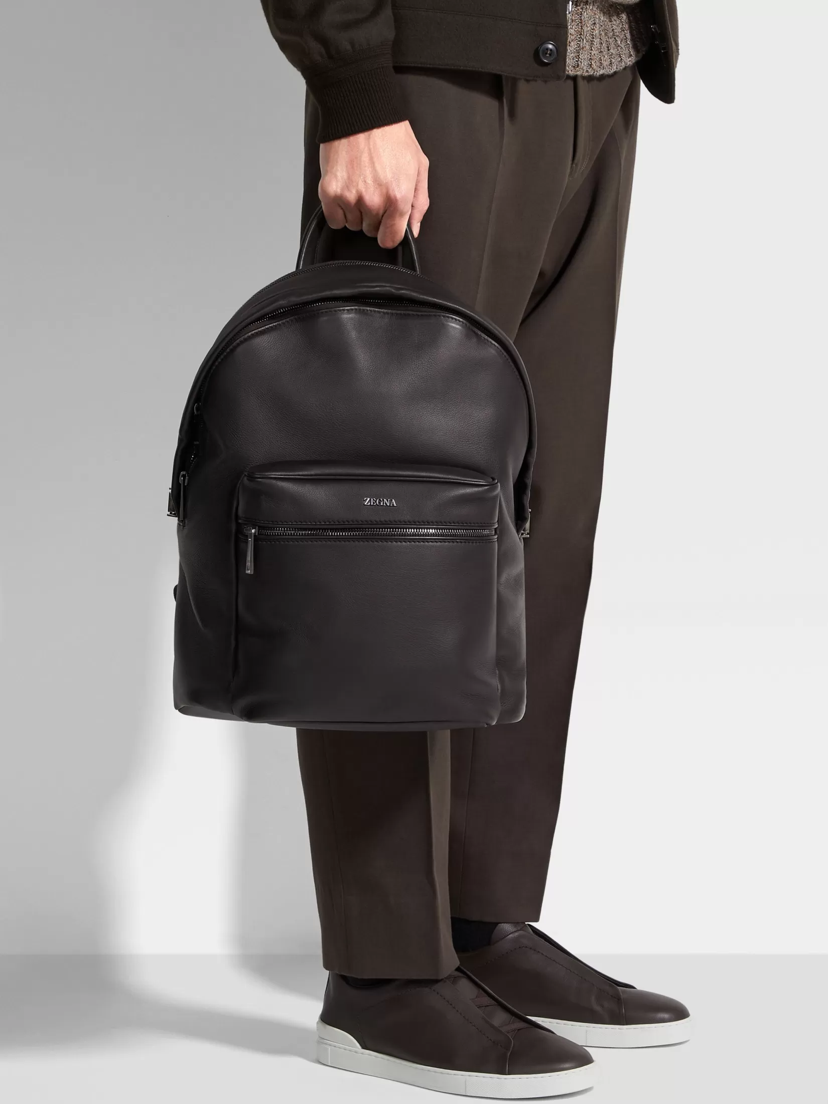 Online ZEGNA Mochila Hoodie en SECONDSKIN Color Marrón Oscuro Marrónoscuro