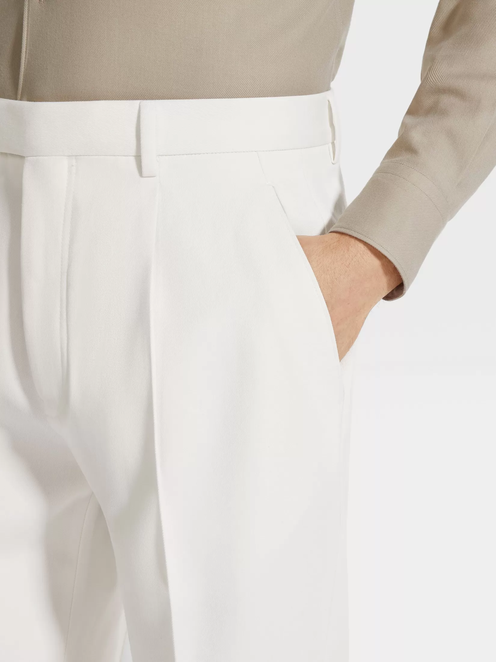 Best ZEGNA Pantalones de Lana y Algodón Color Blanco