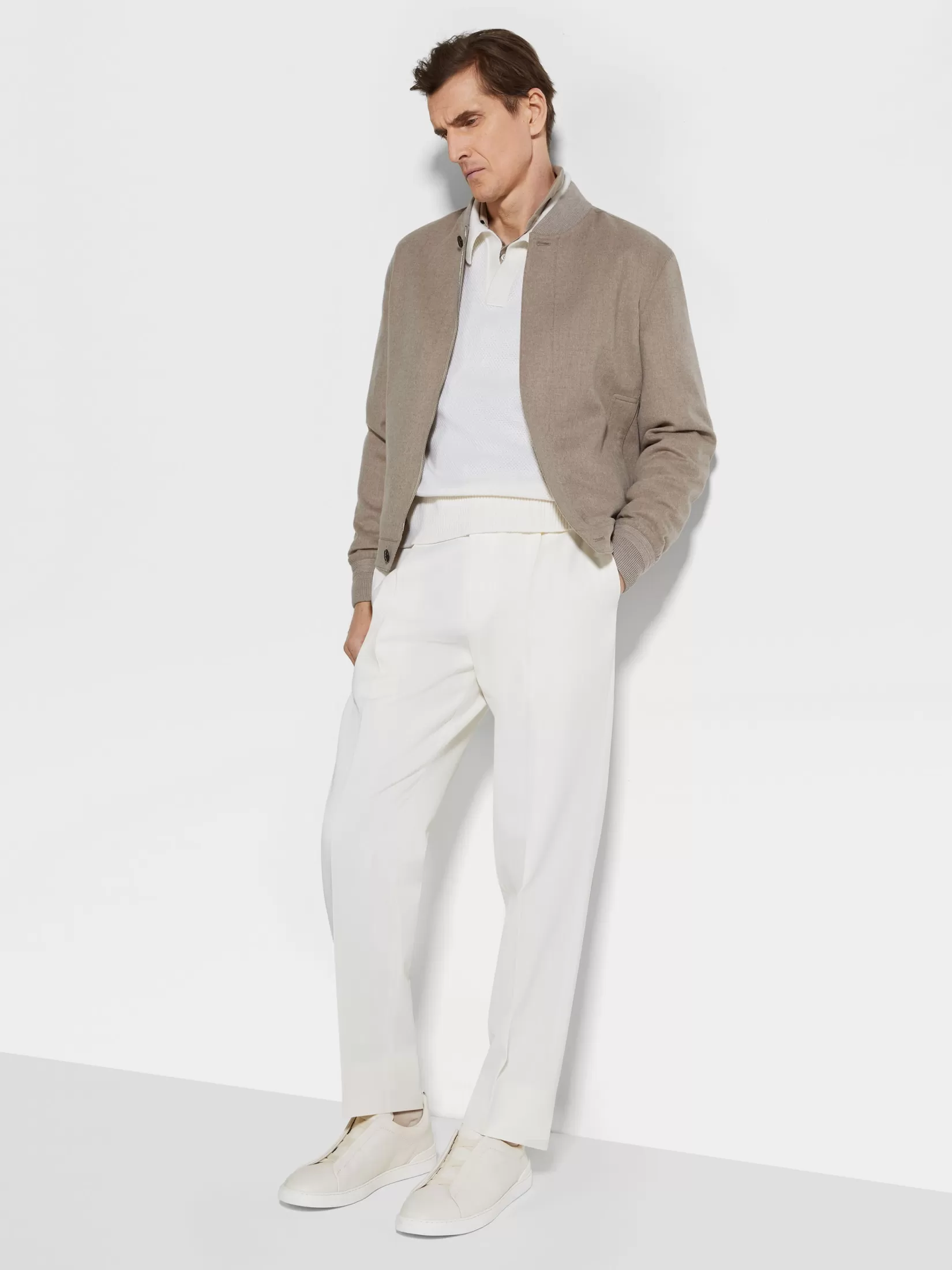 Best ZEGNA Pantalones de Lana y Algodón Color Blanco
