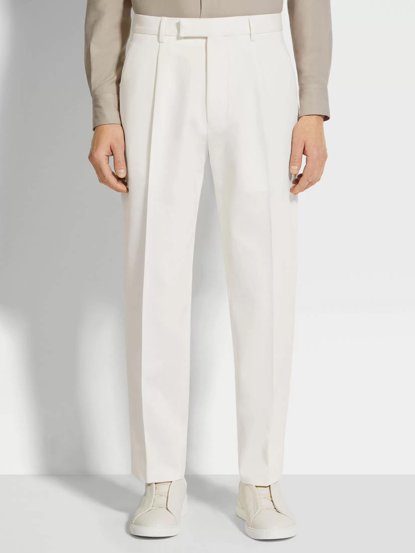 Best ZEGNA Pantalones de Lana y Algodón Color Blanco