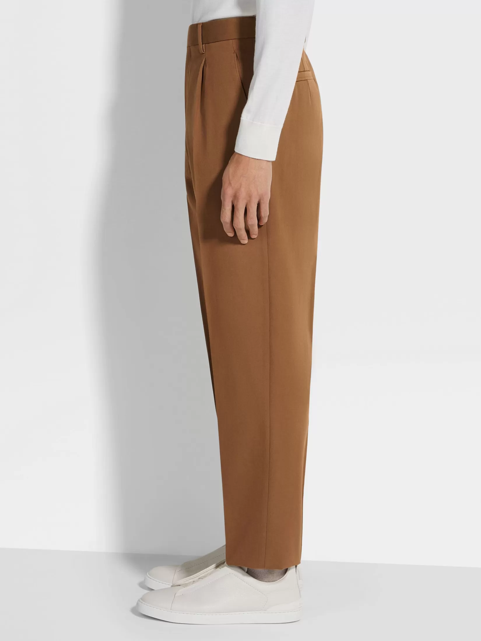 Store ZEGNA Pantalones de Lana y Algodón Color Foliage Oscuro Foliageoscuro