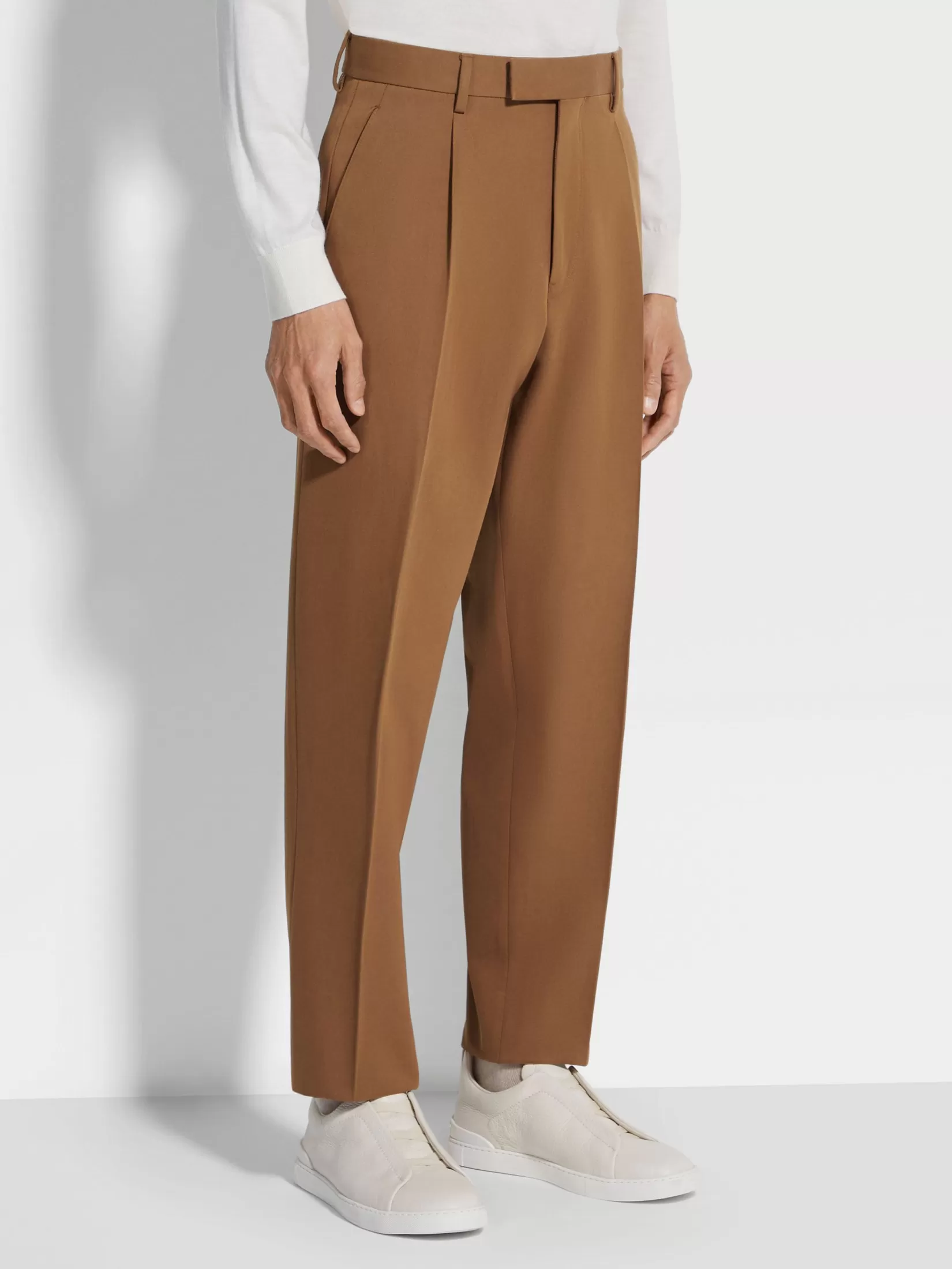 Store ZEGNA Pantalones de Lana y Algodón Color Foliage Oscuro Foliageoscuro