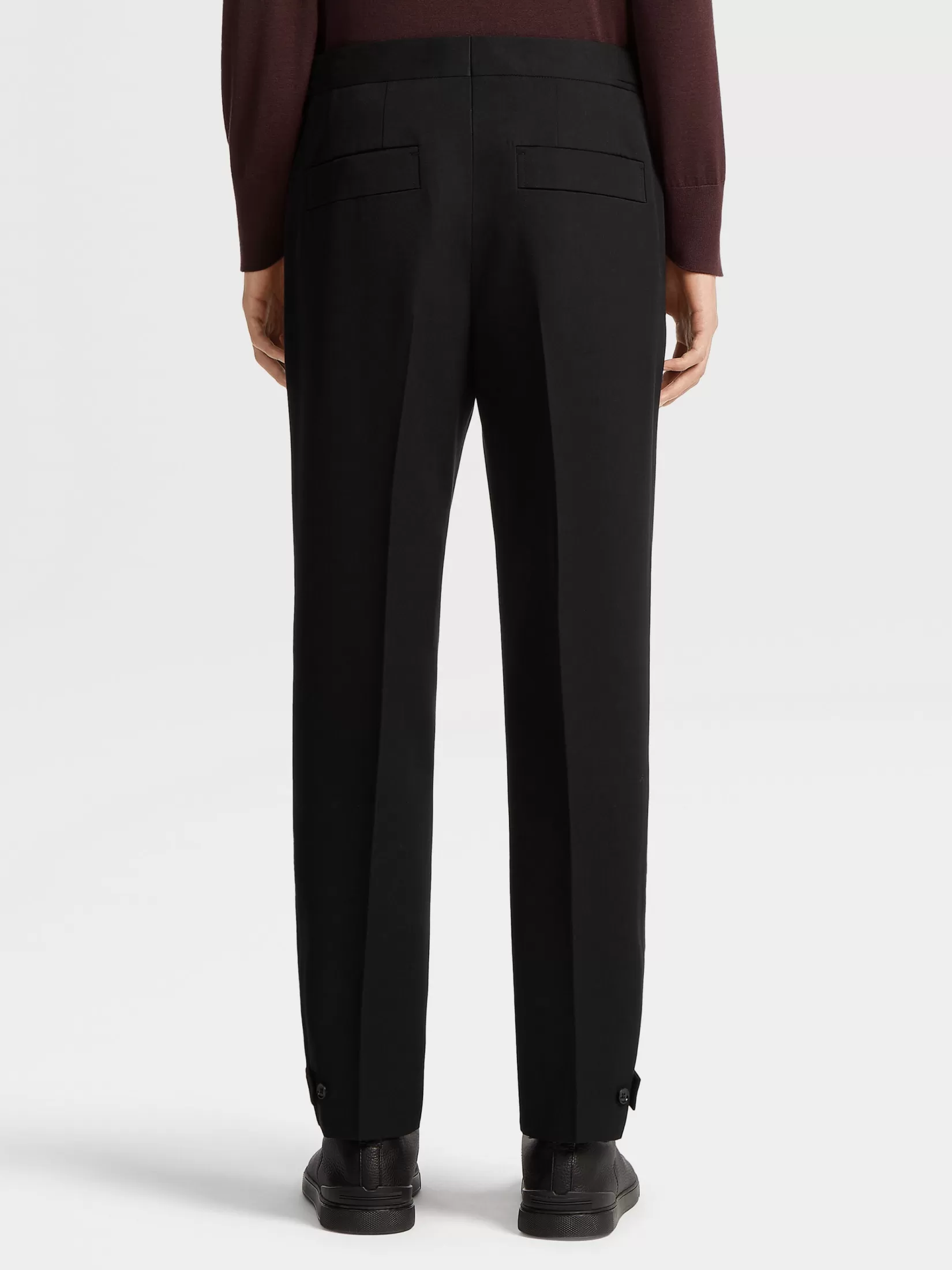 Shop ZEGNA Pantalones de Lana y Algodón Color Negro