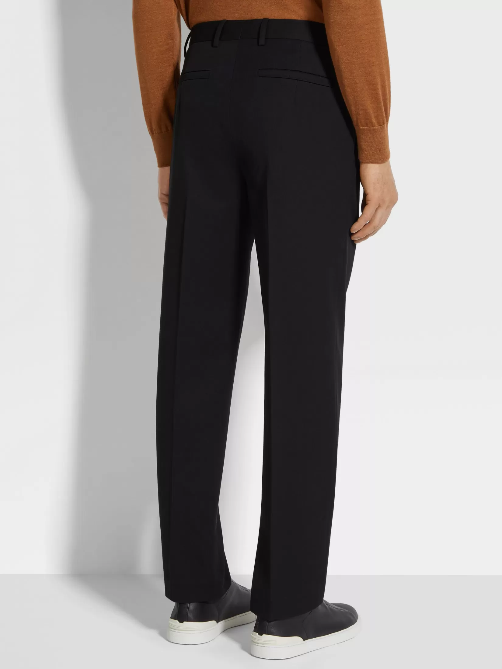 Best ZEGNA Pantalones de Lana y Algodón Color Negro