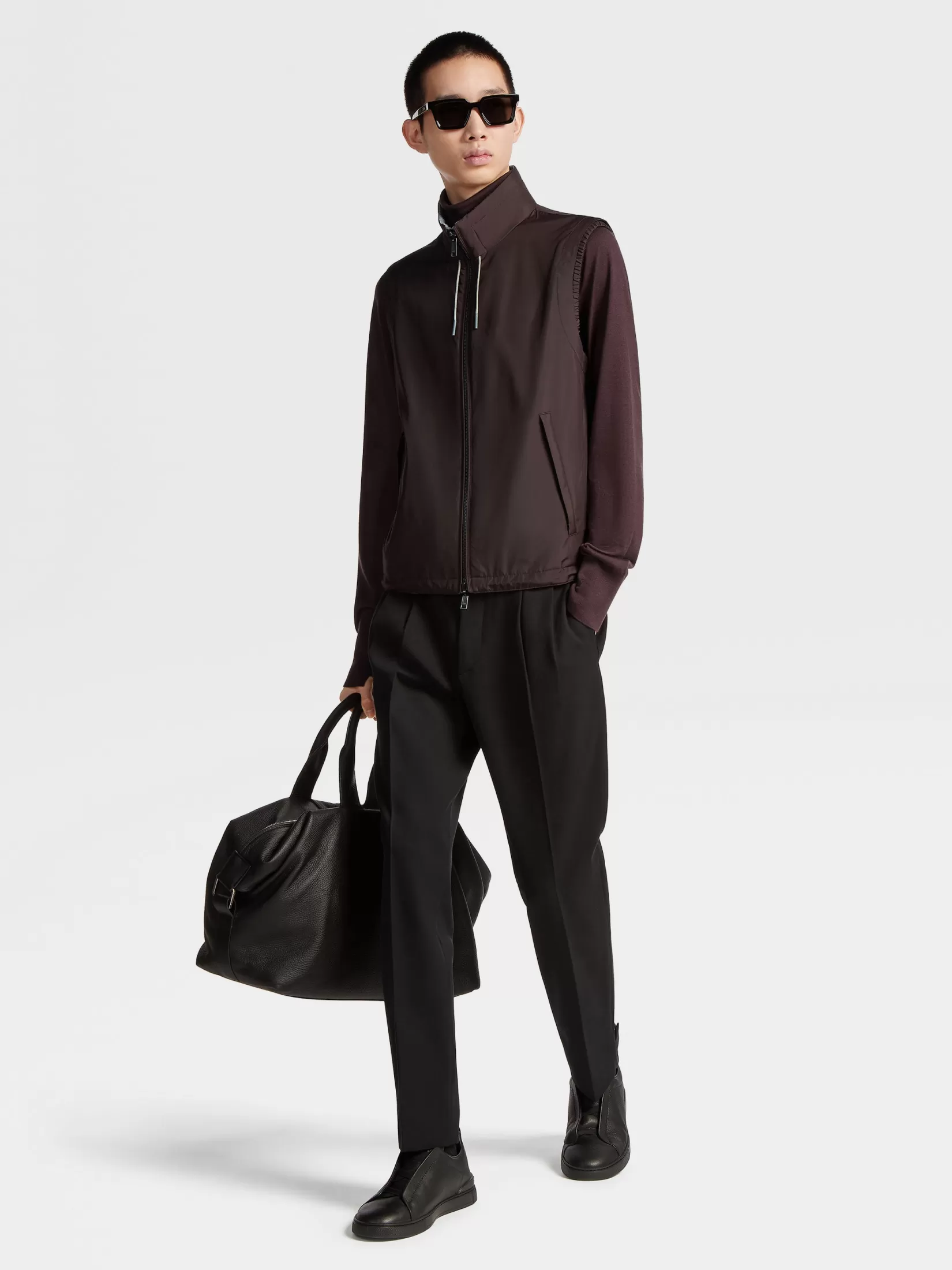 Shop ZEGNA Pantalones de Lana y Algodón Color Negro