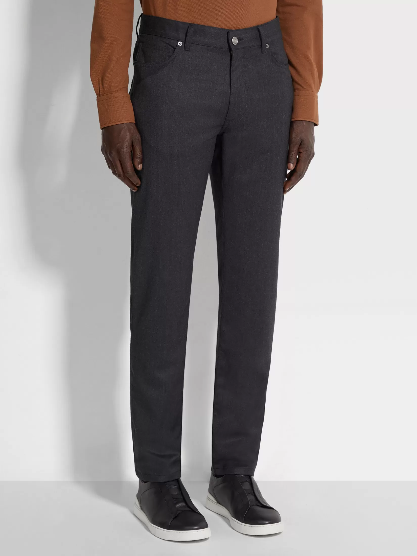 Shop ZEGNA Pantalones Roccia de Lana Lavado a la Piedra Gris Oscuro Grisoscuro