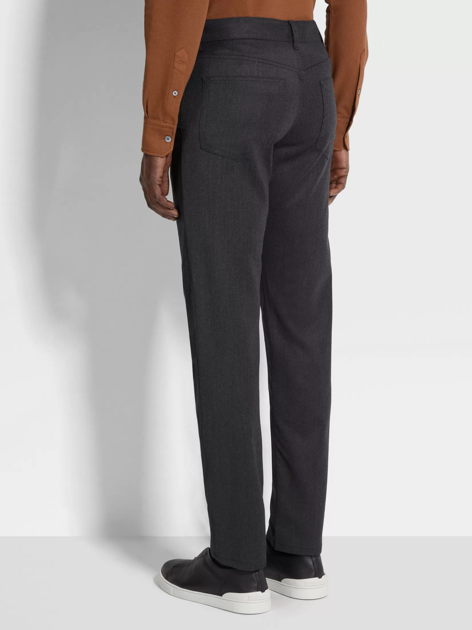 Shop ZEGNA Pantalones Roccia de Lana Lavado a la Piedra Gris Oscuro Grisoscuro