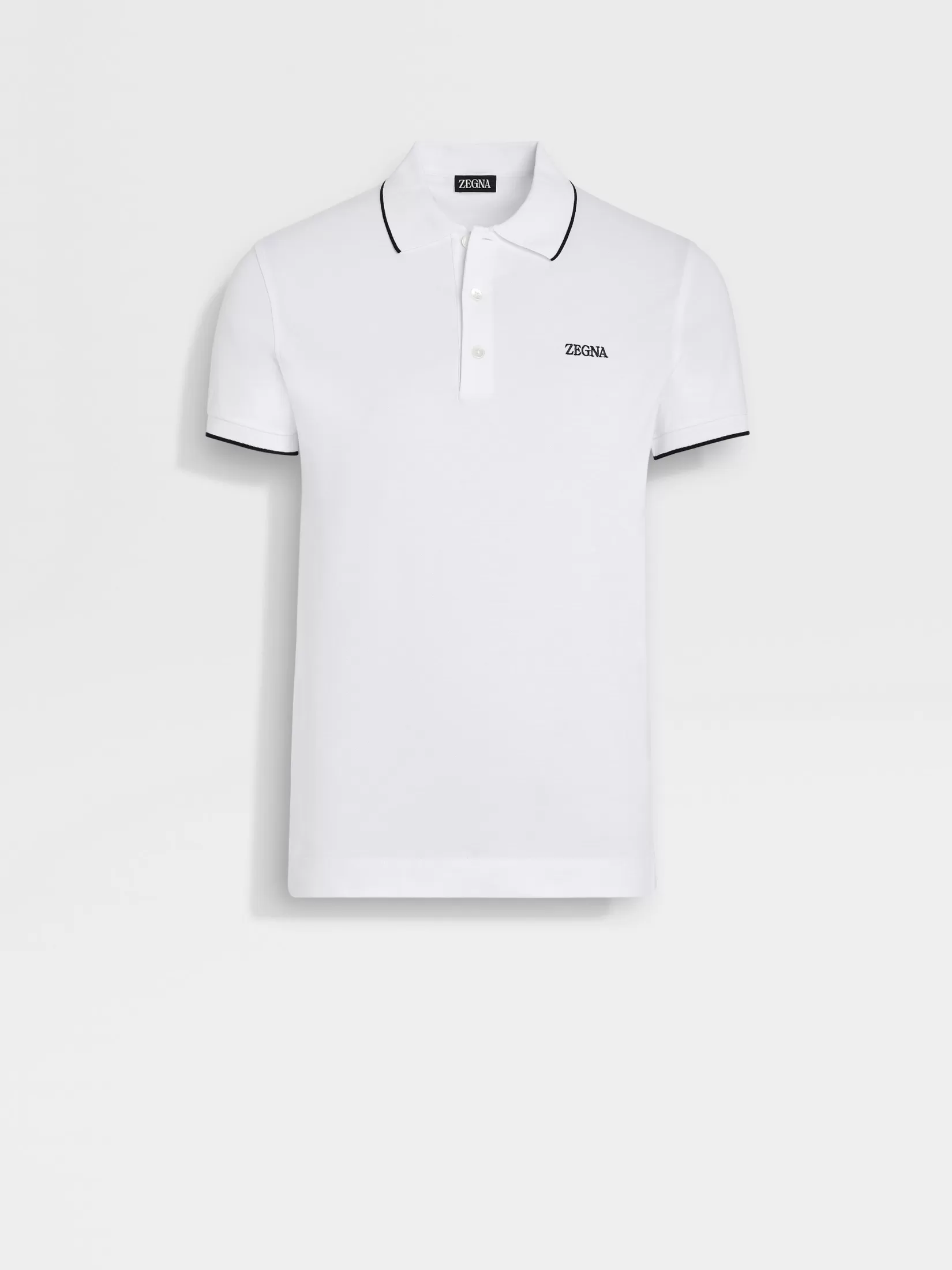 Online ZEGNA Polo de Algodón Elástico Color Blanco Óptico Blancoóptico