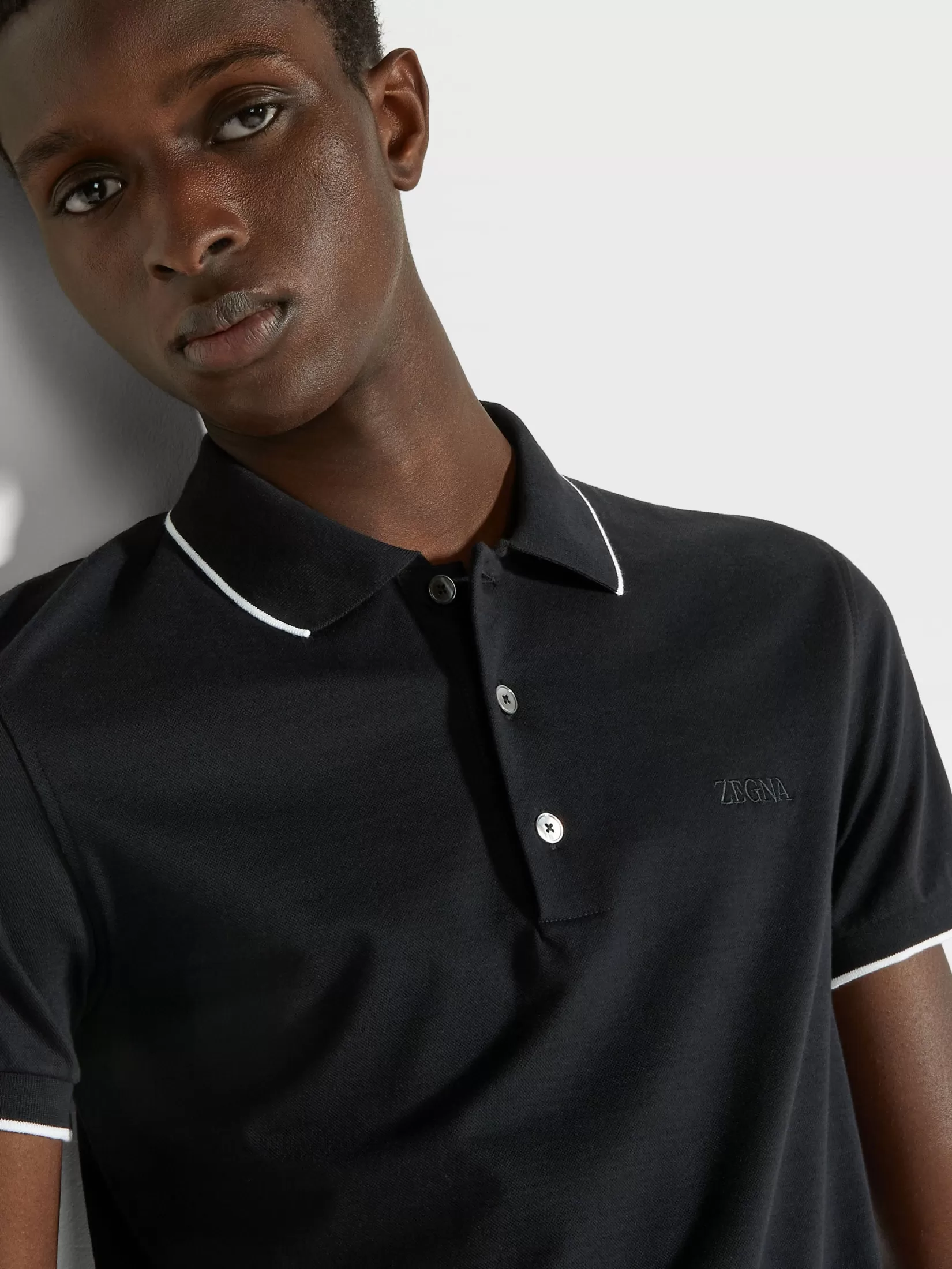 Outlet ZEGNA Polo de Algodón Elástico Color Negro