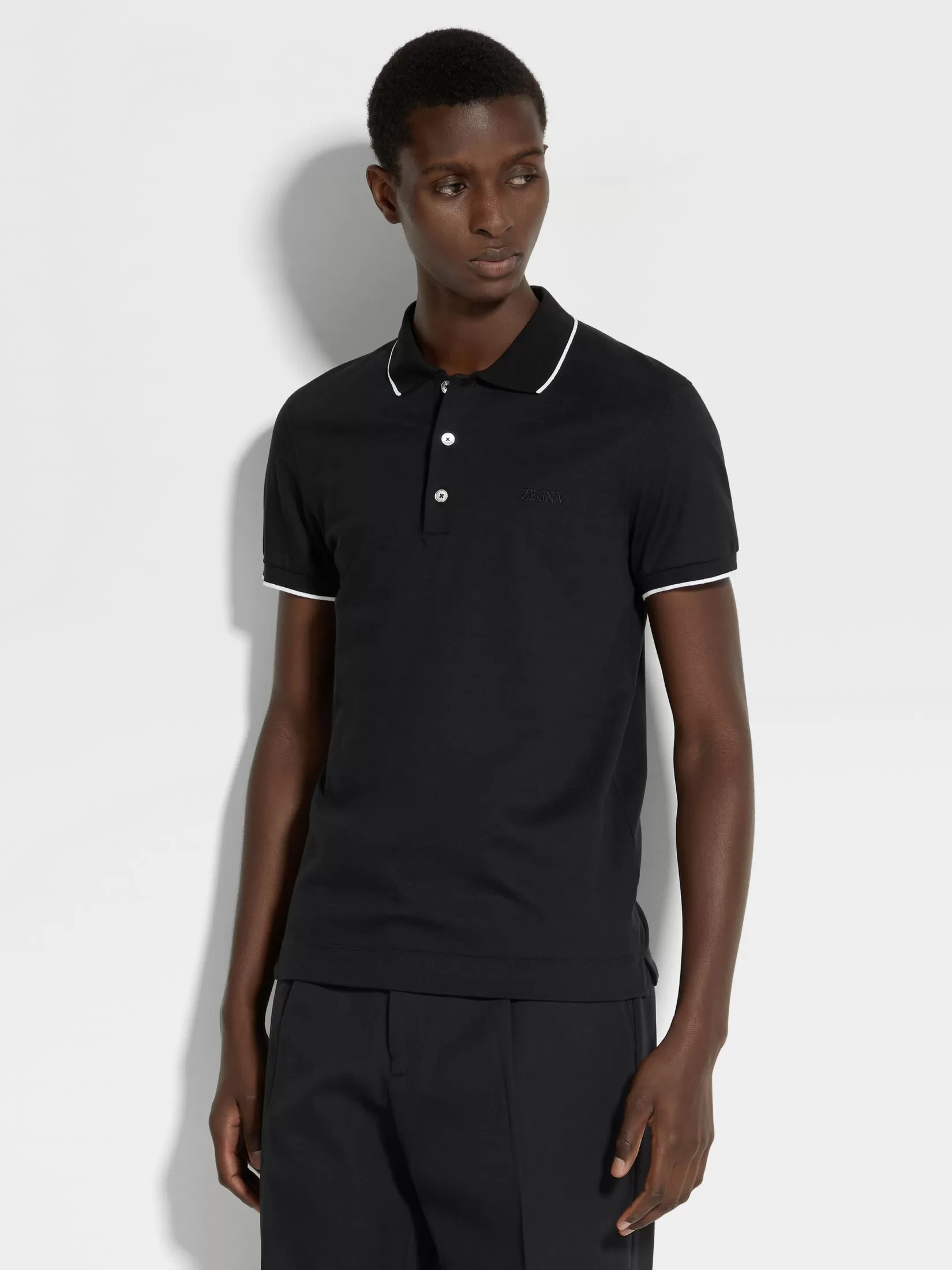 Outlet ZEGNA Polo de Algodón Elástico Color Negro