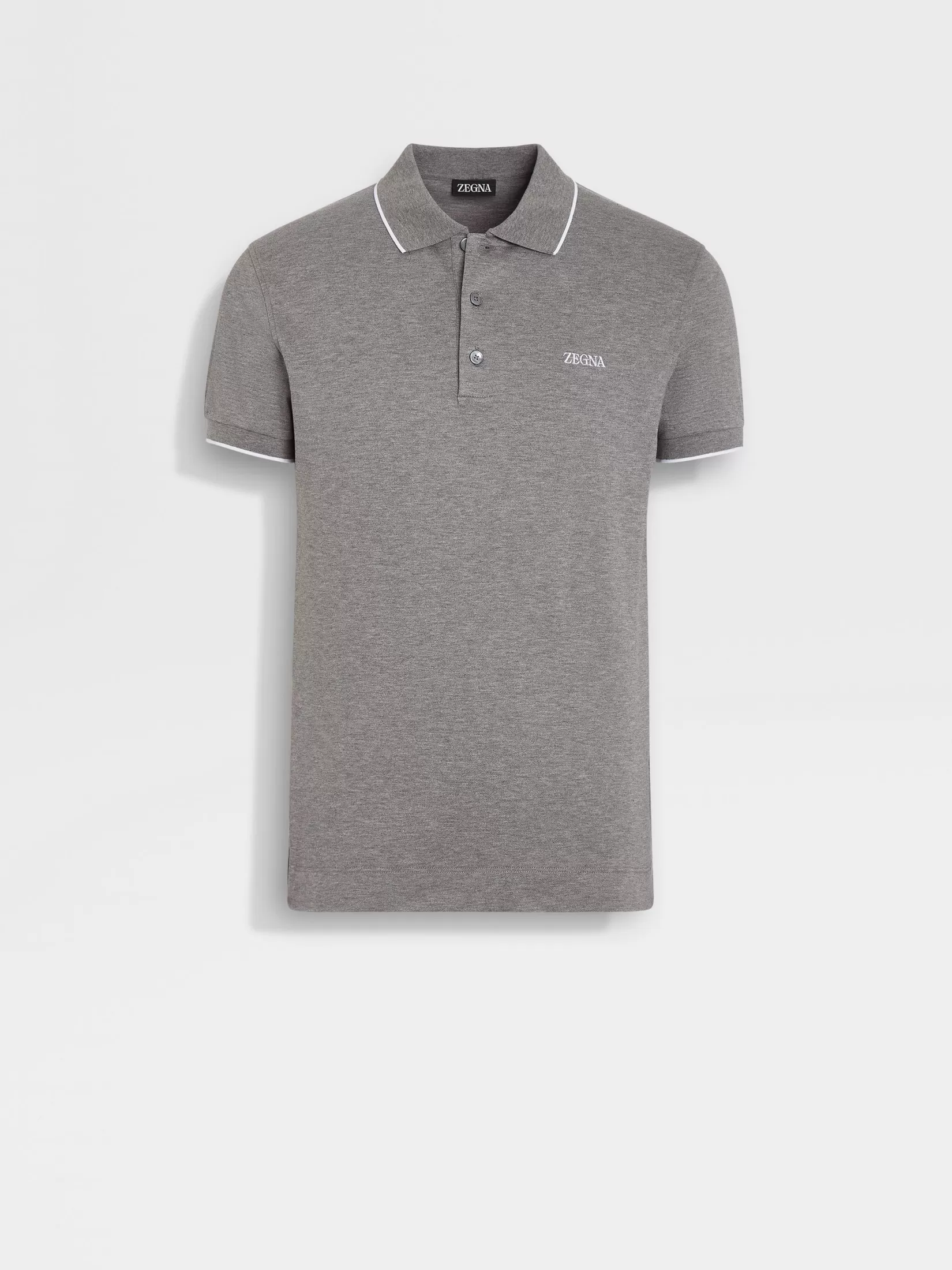 Best Sale ZEGNA Polo de Algodón Elástico Gris Mixto Grismixto
