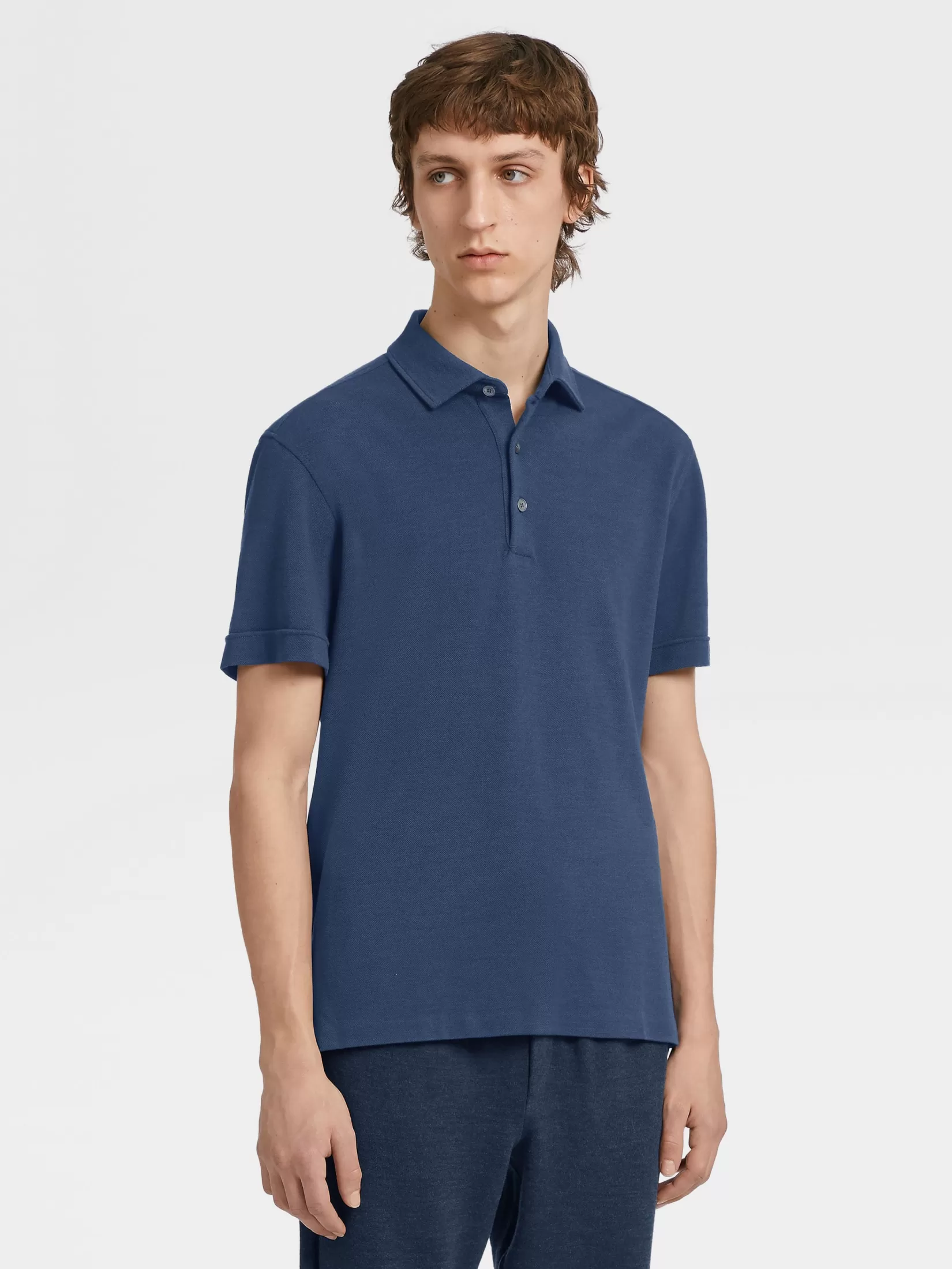 Hot ZEGNA Polo de Manga Corta de Lana 12milmil12 Azul Oscuro AzulOscuro