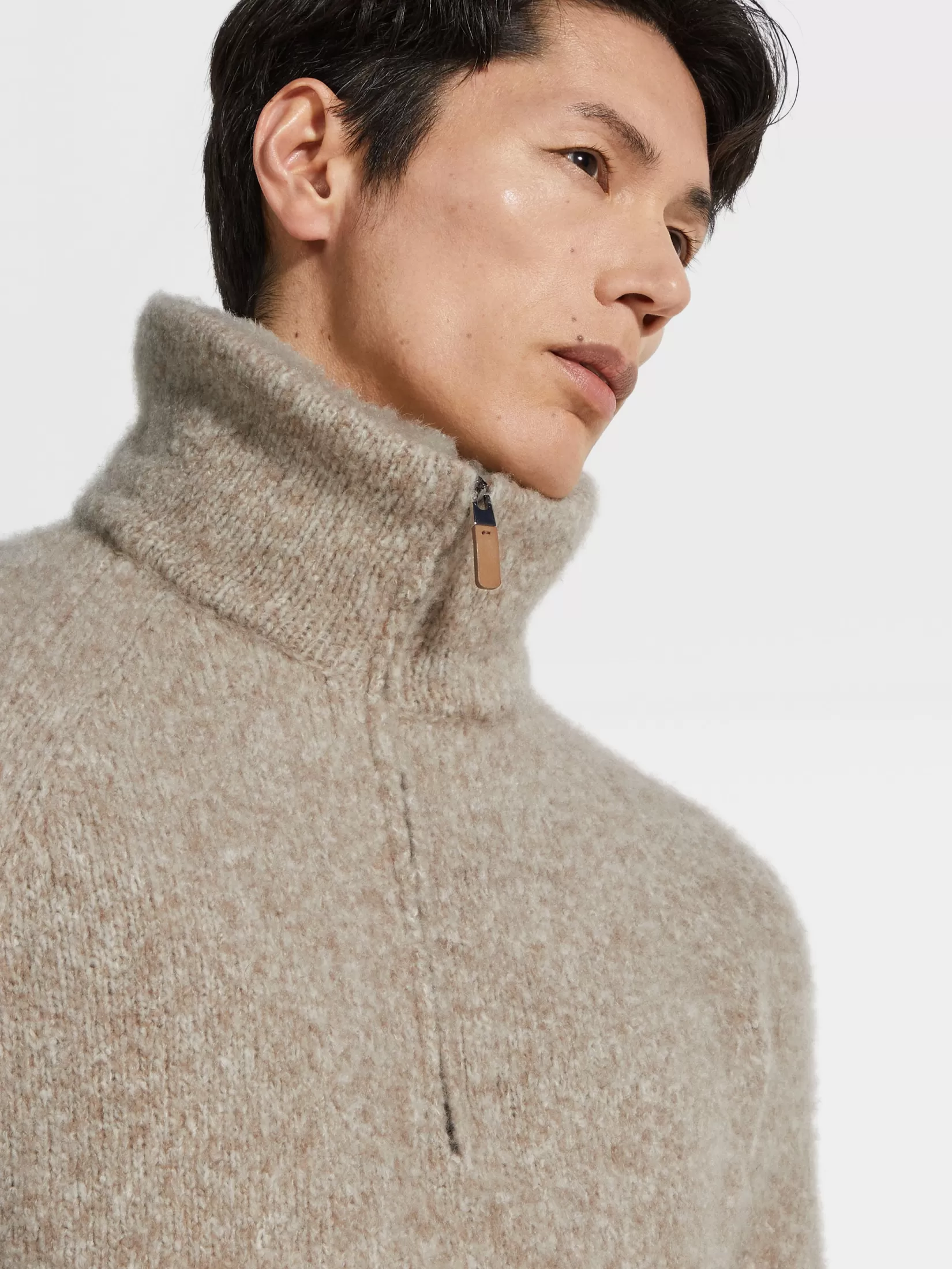 Outlet ZEGNA Polo en Mezcla de Cachemira Gris Pardo Claro Mixto Grispardoclaromixto