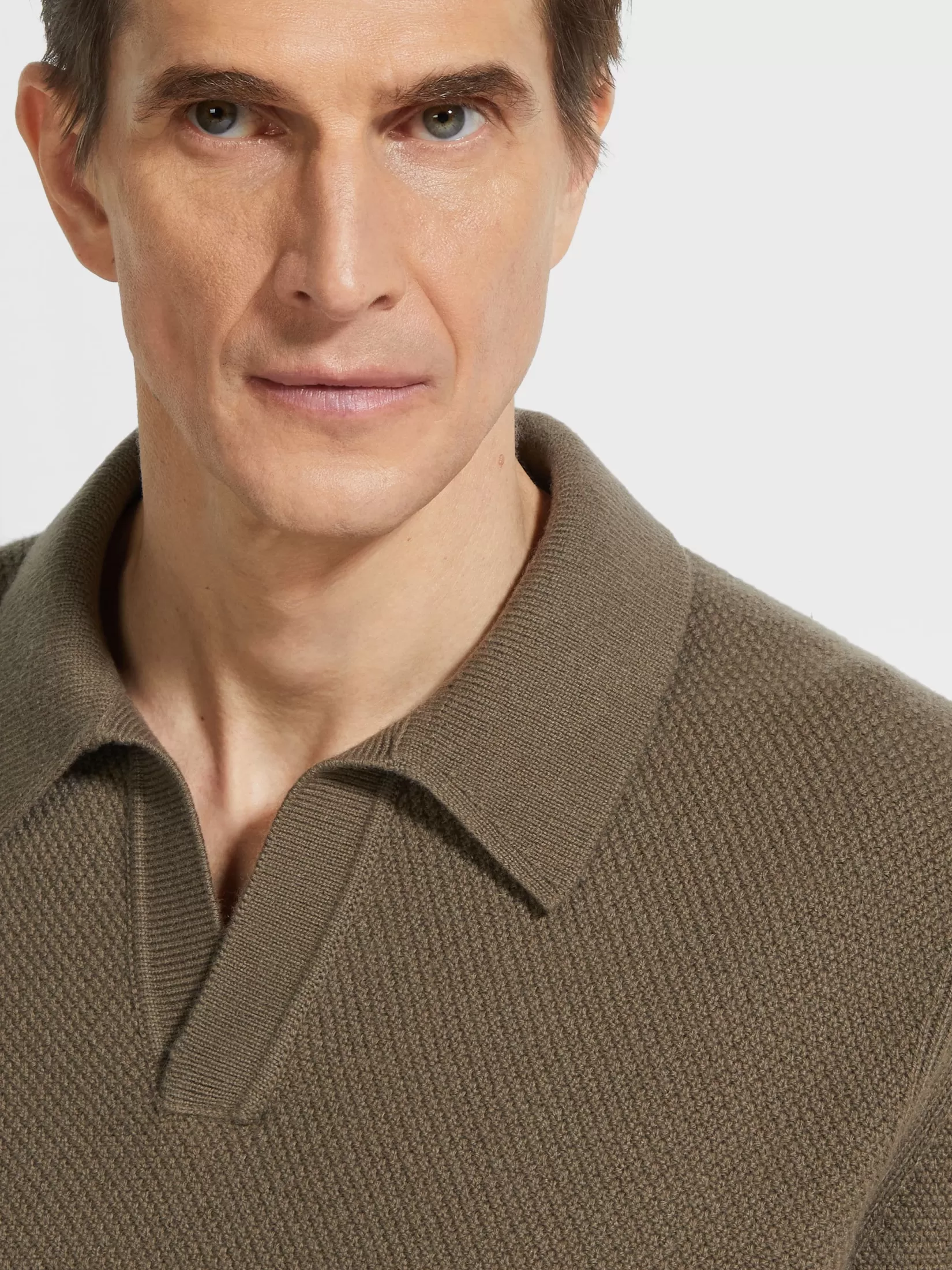 Hot ZEGNA Polo en Oasi Cashmere Caqui Oscuro Mixto Caquioscuromixto