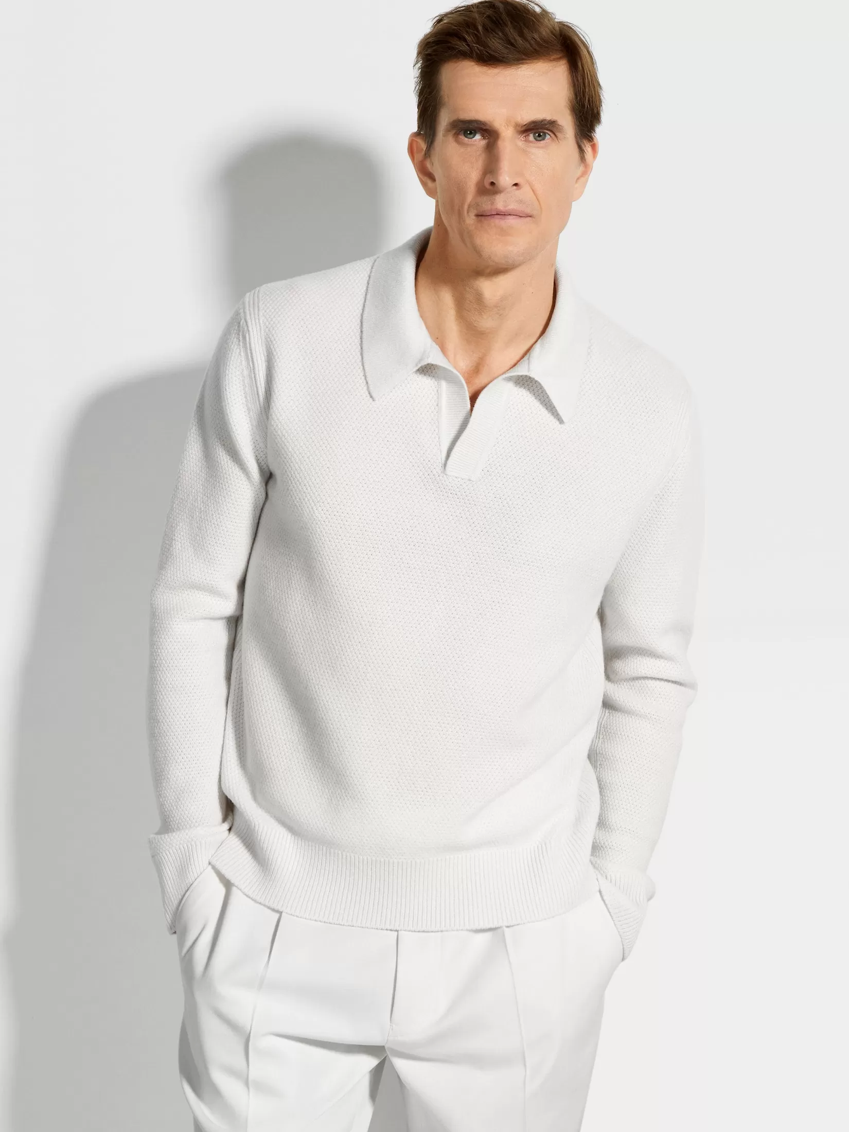 Shop ZEGNA Polo en Oasi Cashmere Color Blanco