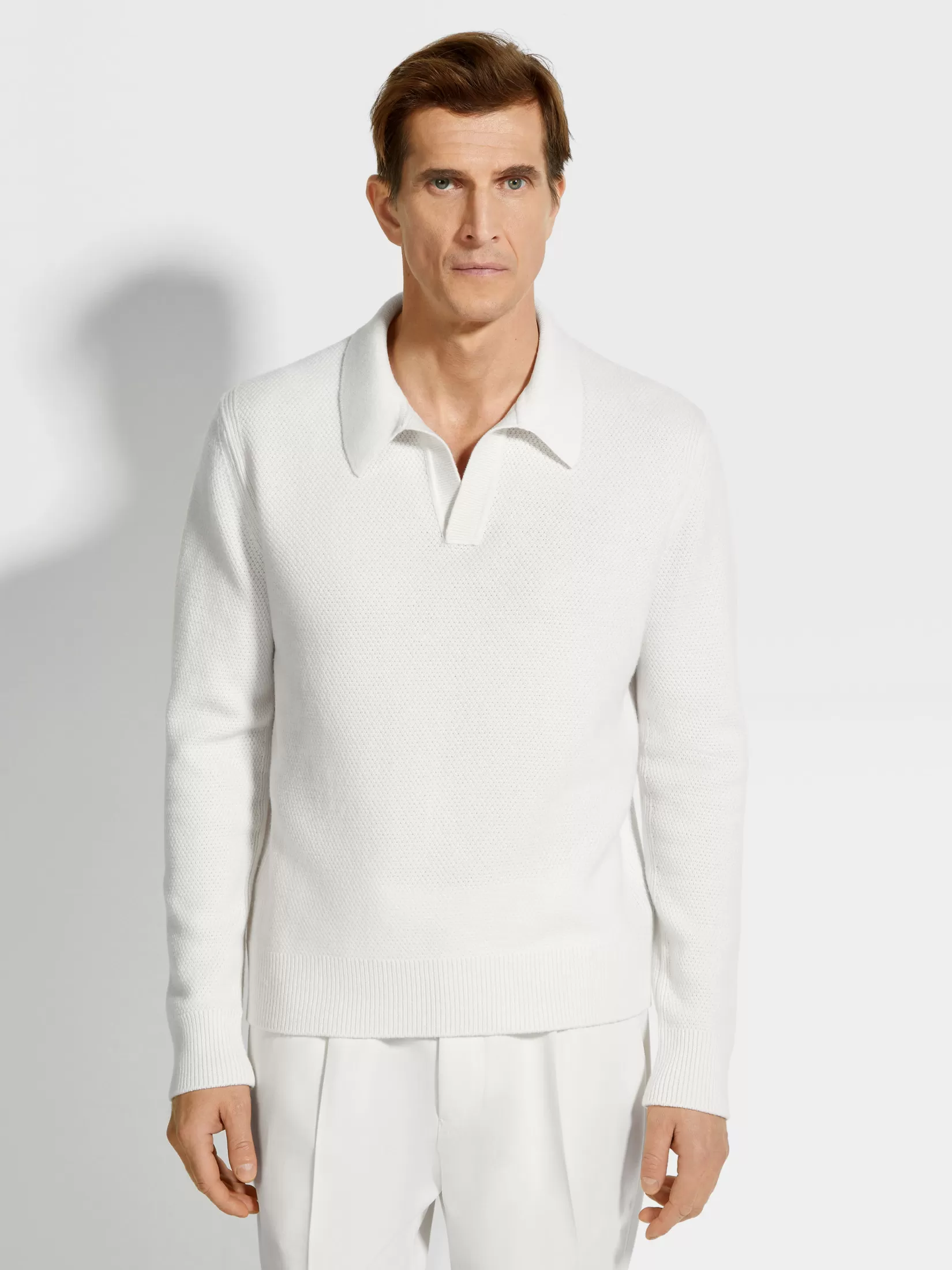Shop ZEGNA Polo en Oasi Cashmere Color Blanco