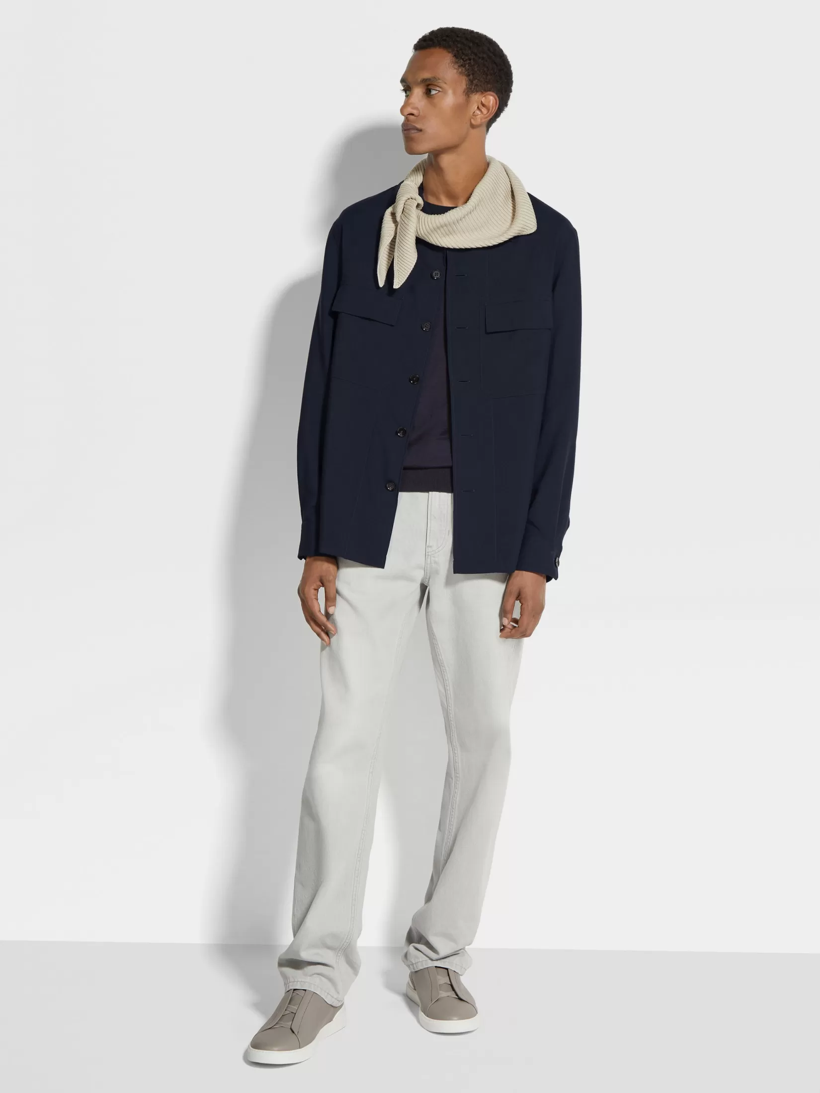 Hot ZEGNA Sobrecamisa en Cachemira Azulmarino