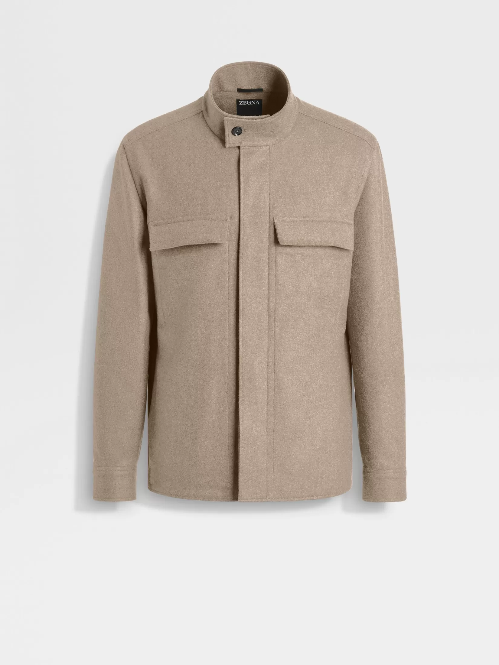 Shop ZEGNA Sobrecamisa en Oasi Cashmere Grispardoclarojaspeado