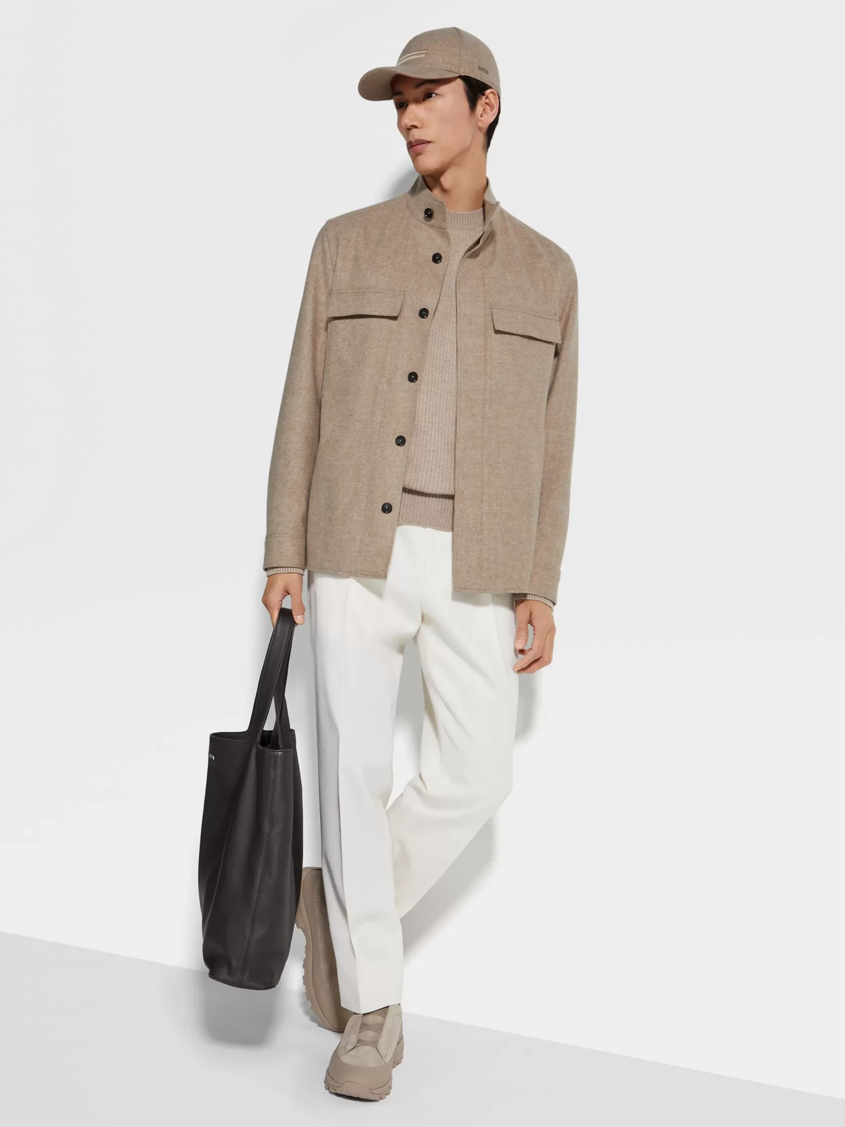 Shop ZEGNA Sobrecamisa en Oasi Cashmere Grispardoclarojaspeado