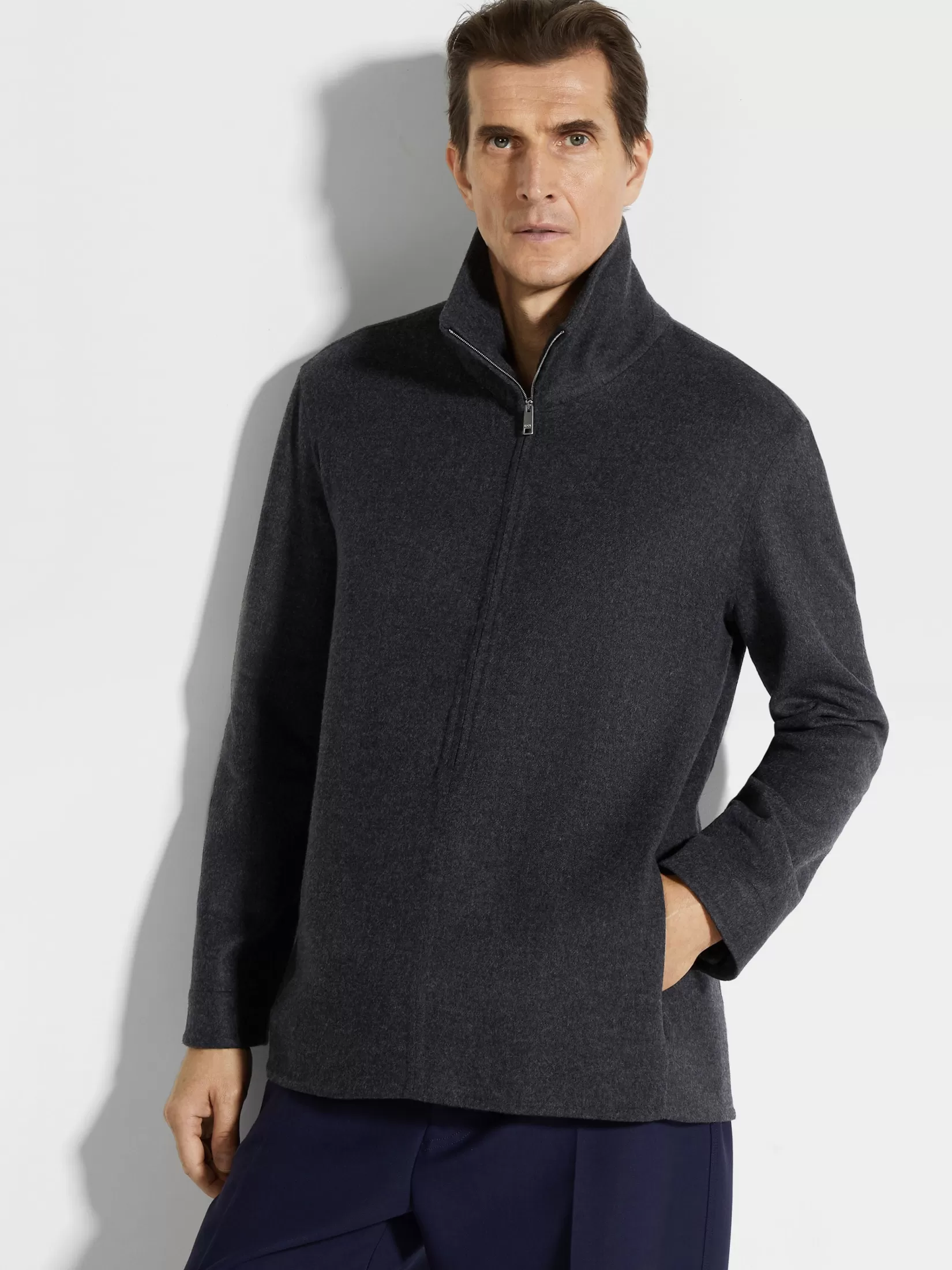 Fashion ZEGNA Sobrecamisa en Trofeo™ Cashmere Gris Oscuro Mixto Grisoscuromixto