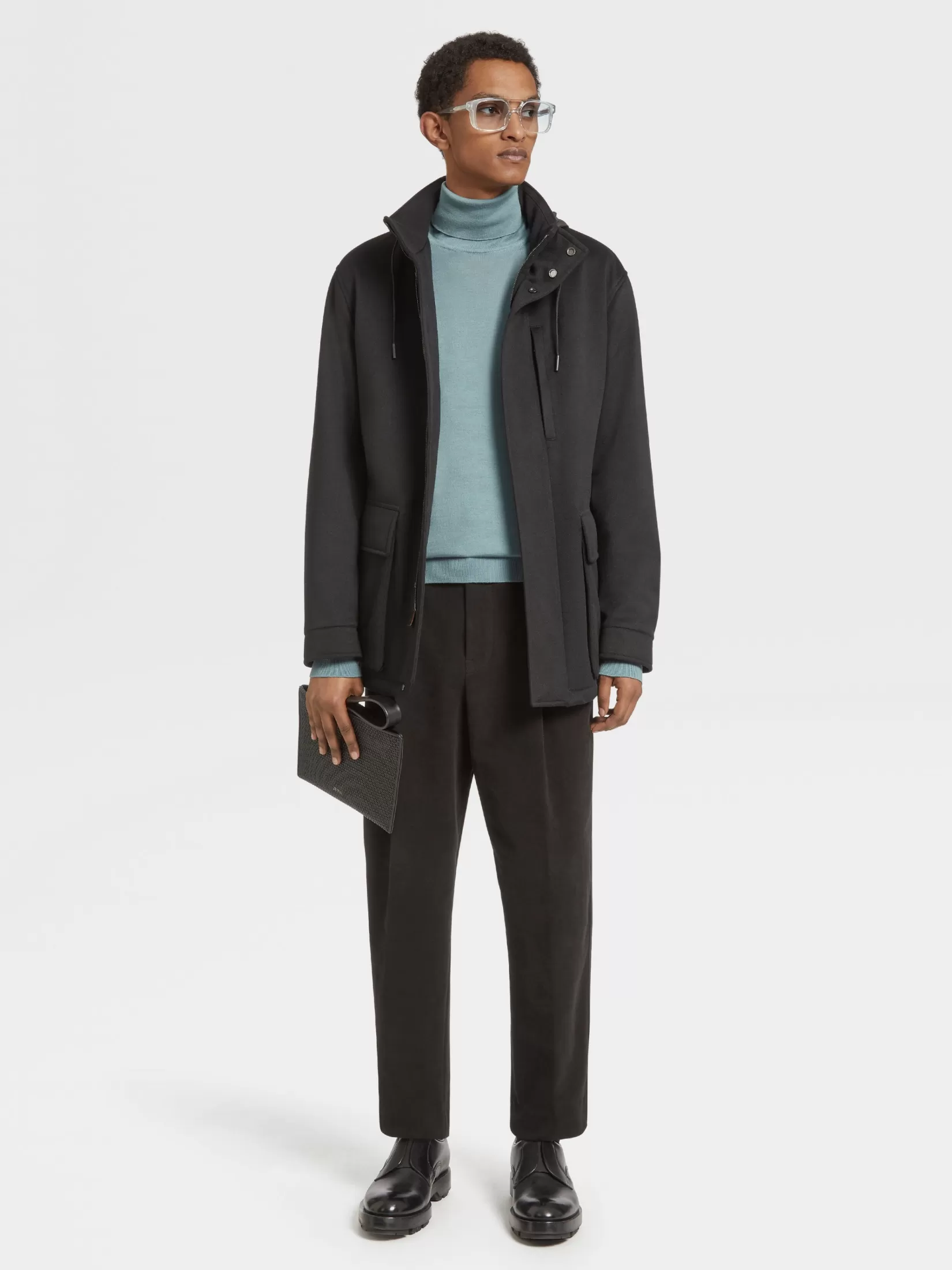 Discount ZEGNA Sobretodo Vetta en Oasi Cashmere Elements Negro