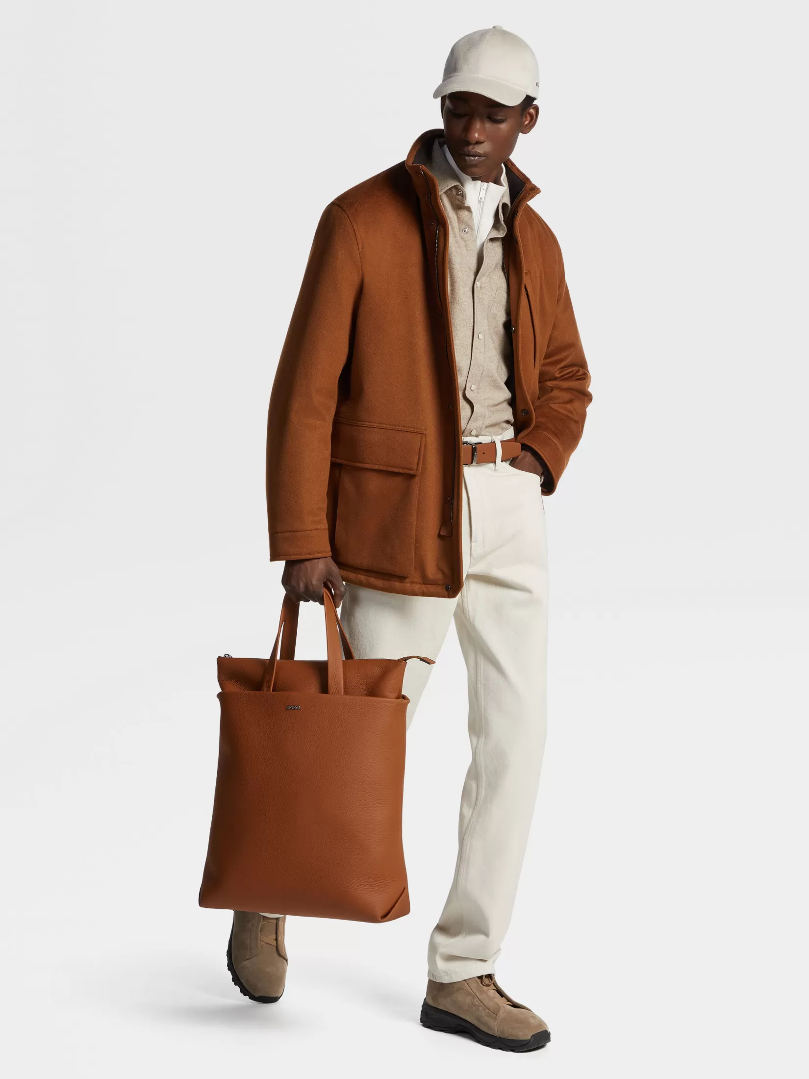 Sale ZEGNA Sobretodo Vetta en Oasi Cashmere Elements Foliageoscuro