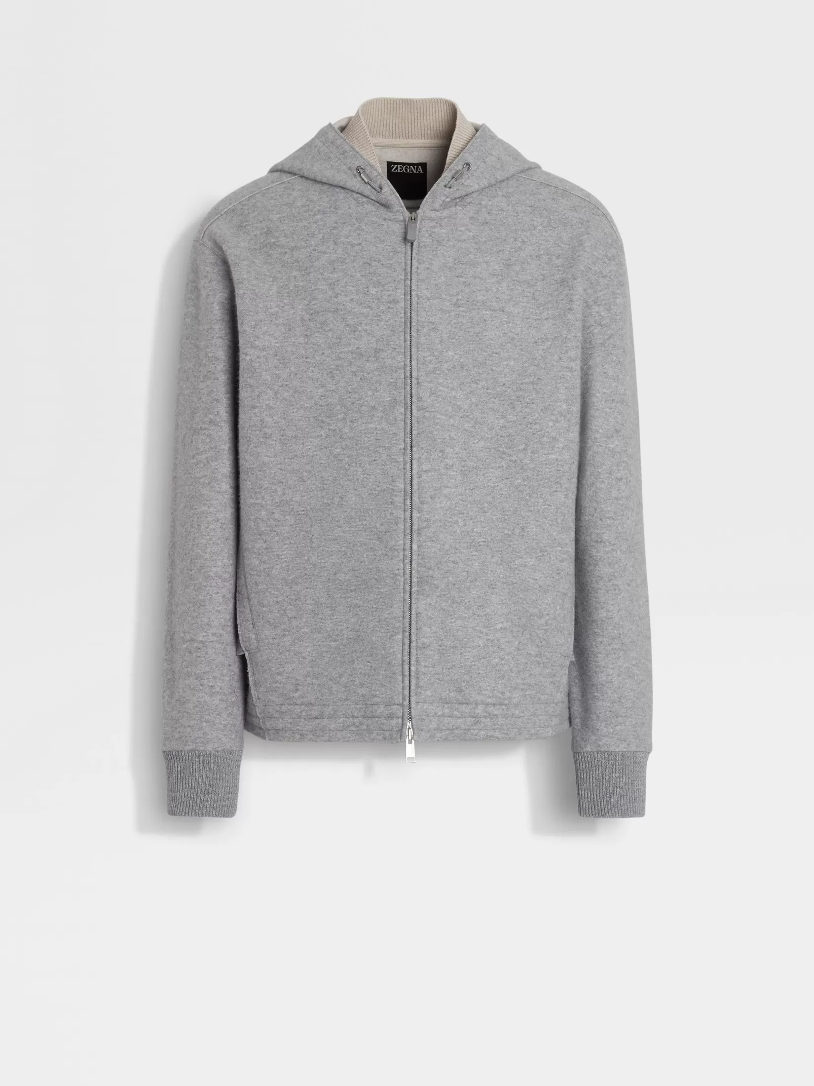 New ZEGNA Sudadera con Capucha y Cremallera en Mezcla de Cachemira Gris Mixto Grismixto
