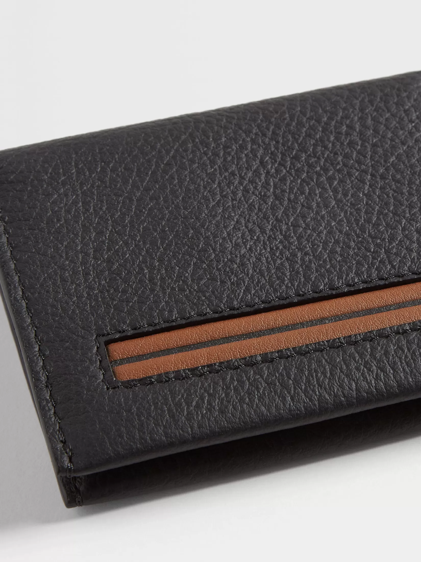 Cheap ZEGNA Tarjetero en Piel de Ciervo Color Negro