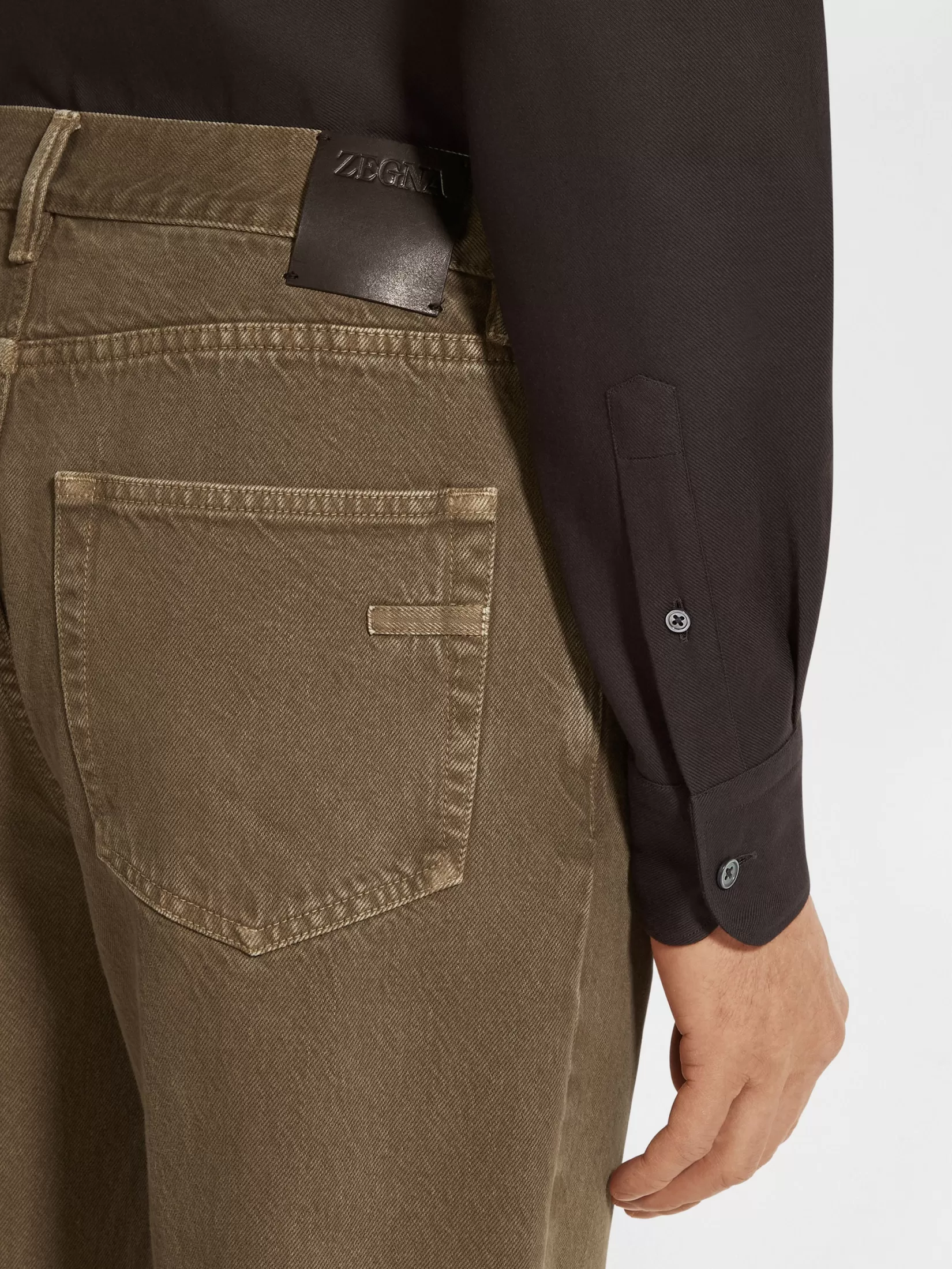 Sale ZEGNA Vaqueros Roccia de Algodón Caqui