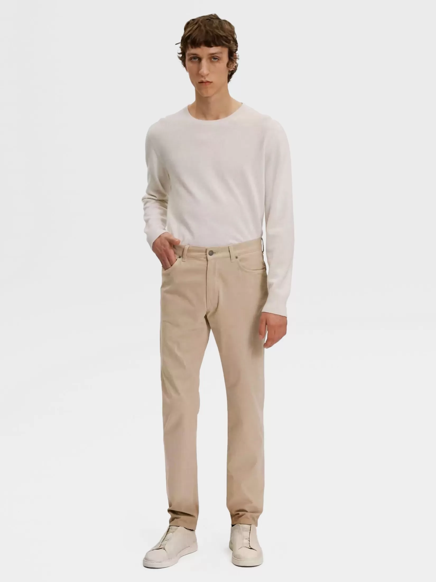 vaqueros_roccia_de_algodn_elstico_beige_6.webp Sale ZEGNA Vaqueros Roccia de Algodón Elástico Beige