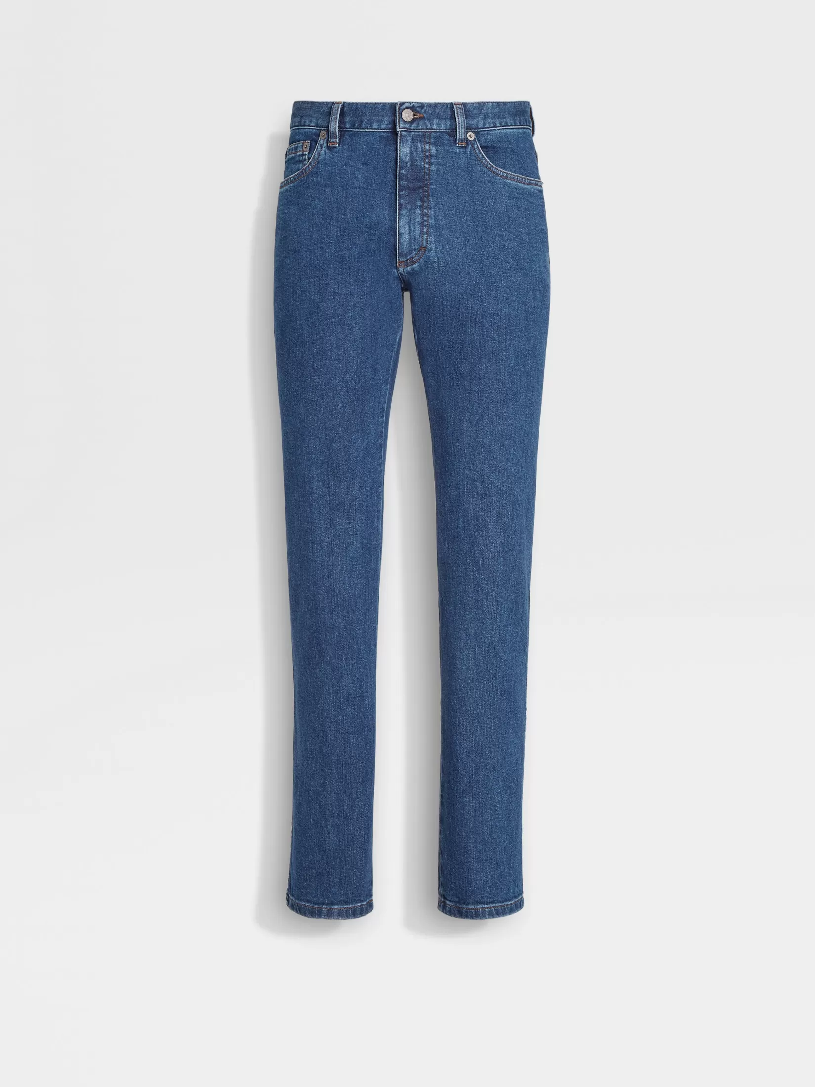 Shop ZEGNA Vaqueros Roccia de Algodón Elástico Color Lavado a la Piedra Azul