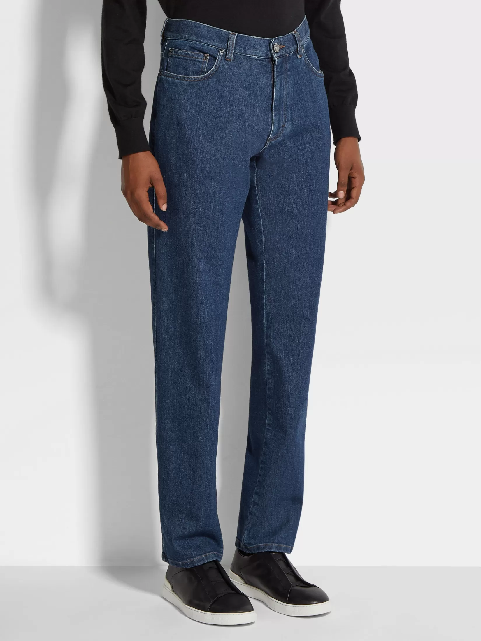 Shop ZEGNA Vaqueros Roccia de Algodón Elástico Color Lavado a la Piedra Azul