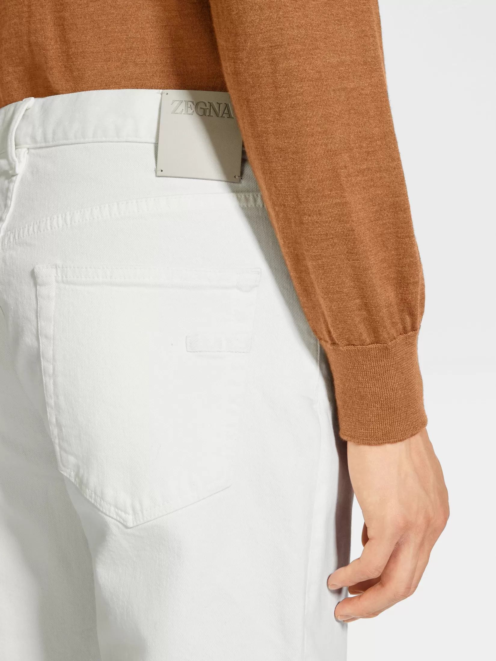 Clearance ZEGNA Vaqueros Roccia de Algodón Elástico Color Lavado Blanco