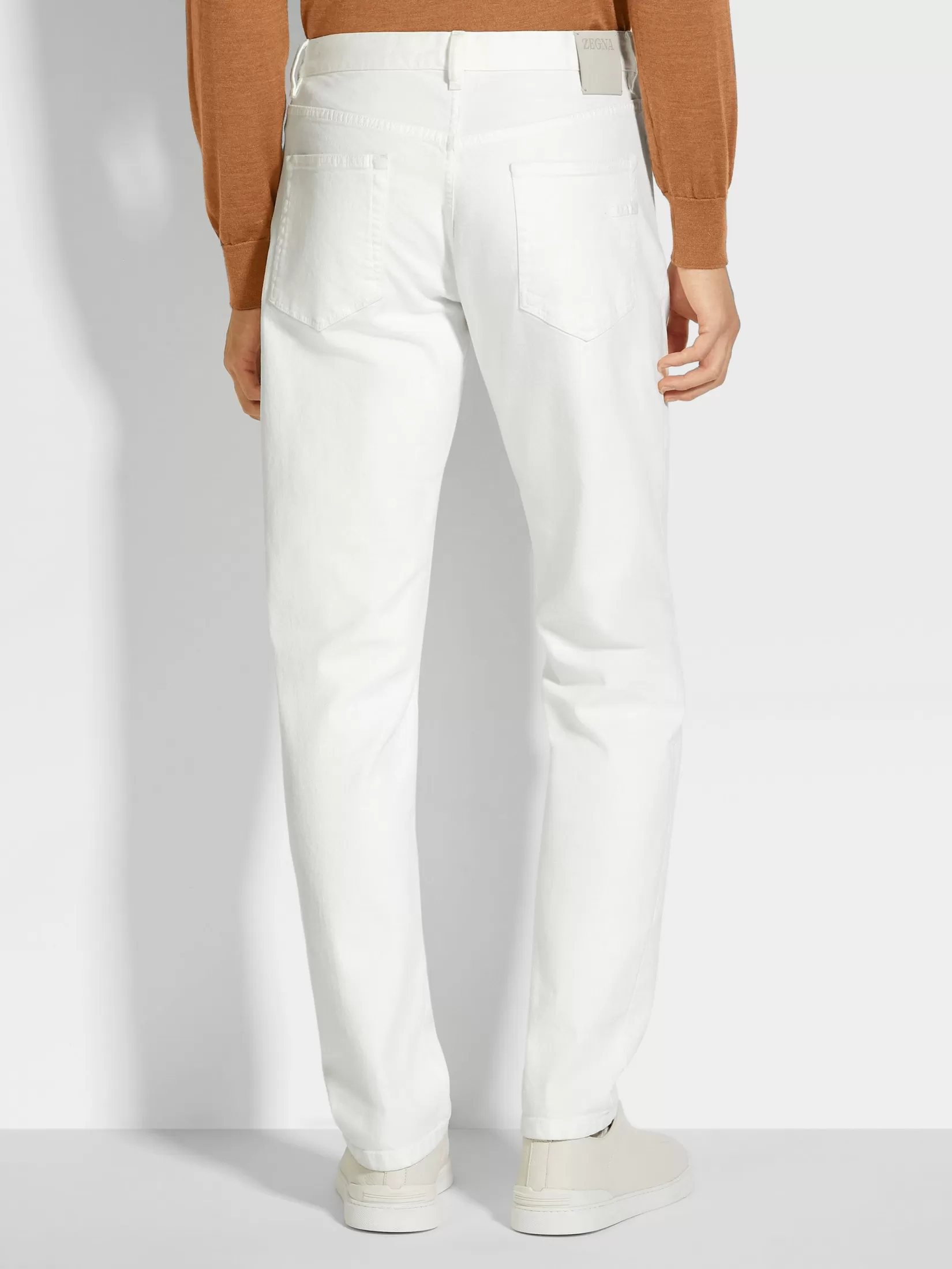 Clearance ZEGNA Vaqueros Roccia de Algodón Elástico Color Lavado Blanco
