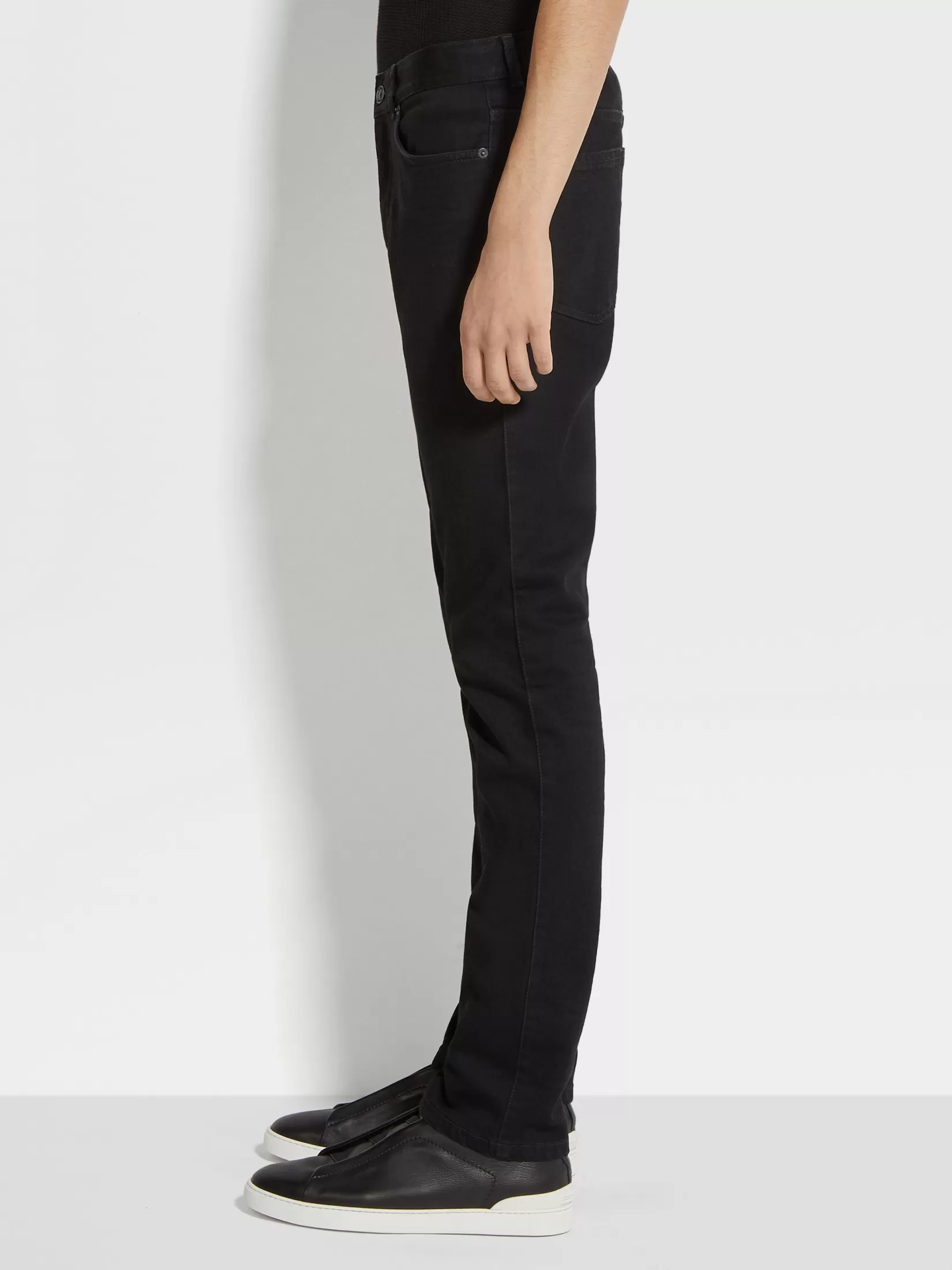 Cheap ZEGNA Vaqueros Roccia de Algodón Elástico Color Lavado Negro