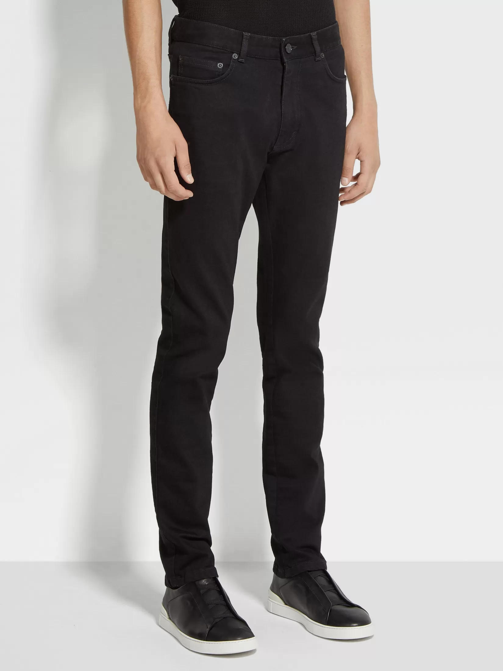 Cheap ZEGNA Vaqueros Roccia de Algodón Elástico Color Lavado Negro
