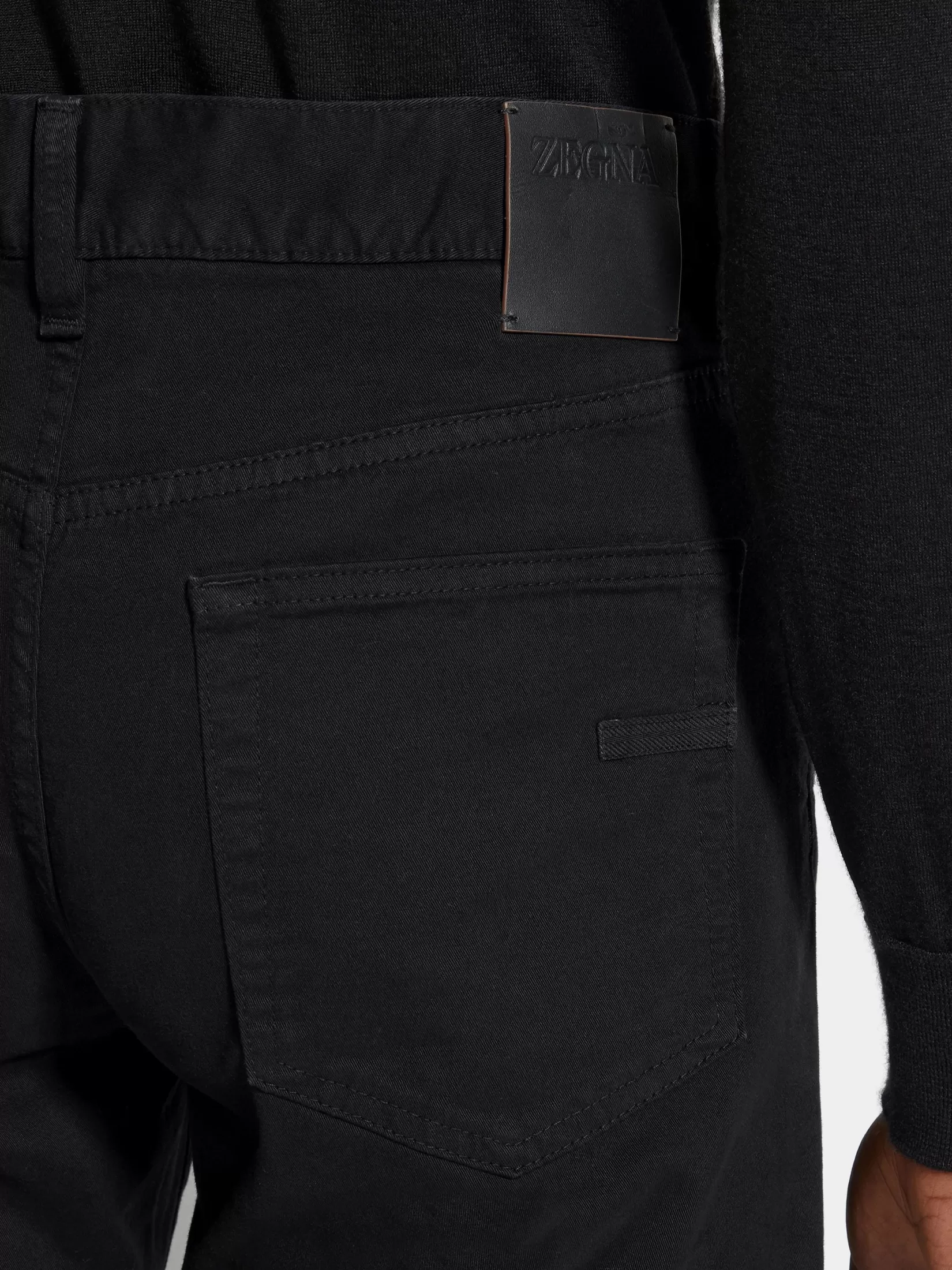 Hot ZEGNA Vaqueros Roccia de Algodón Elástico Negro