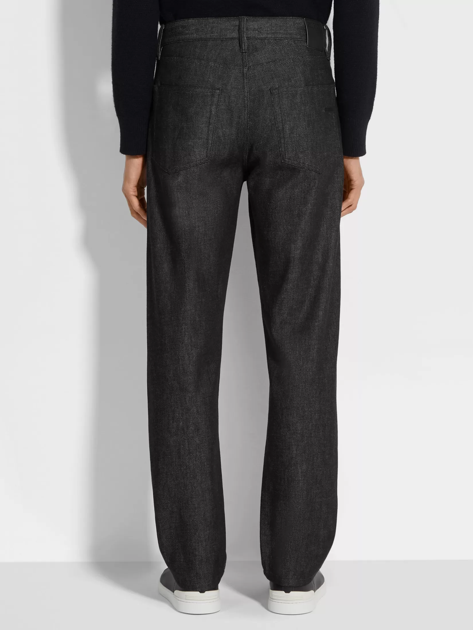 Clearance ZEGNA Vaqueros Roccia de Algodón Elástico y Cachemira Color Negro