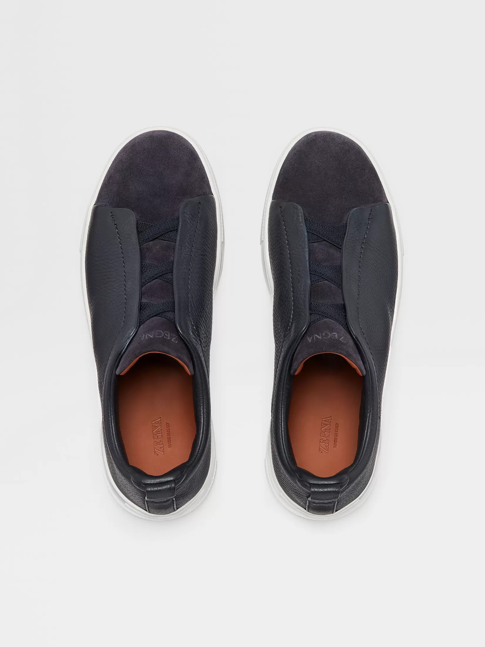 Flash Sale ZEGNA Zapatillas Triple Stitch™ de Piel y Ante Color Azul Marino Azulmarino