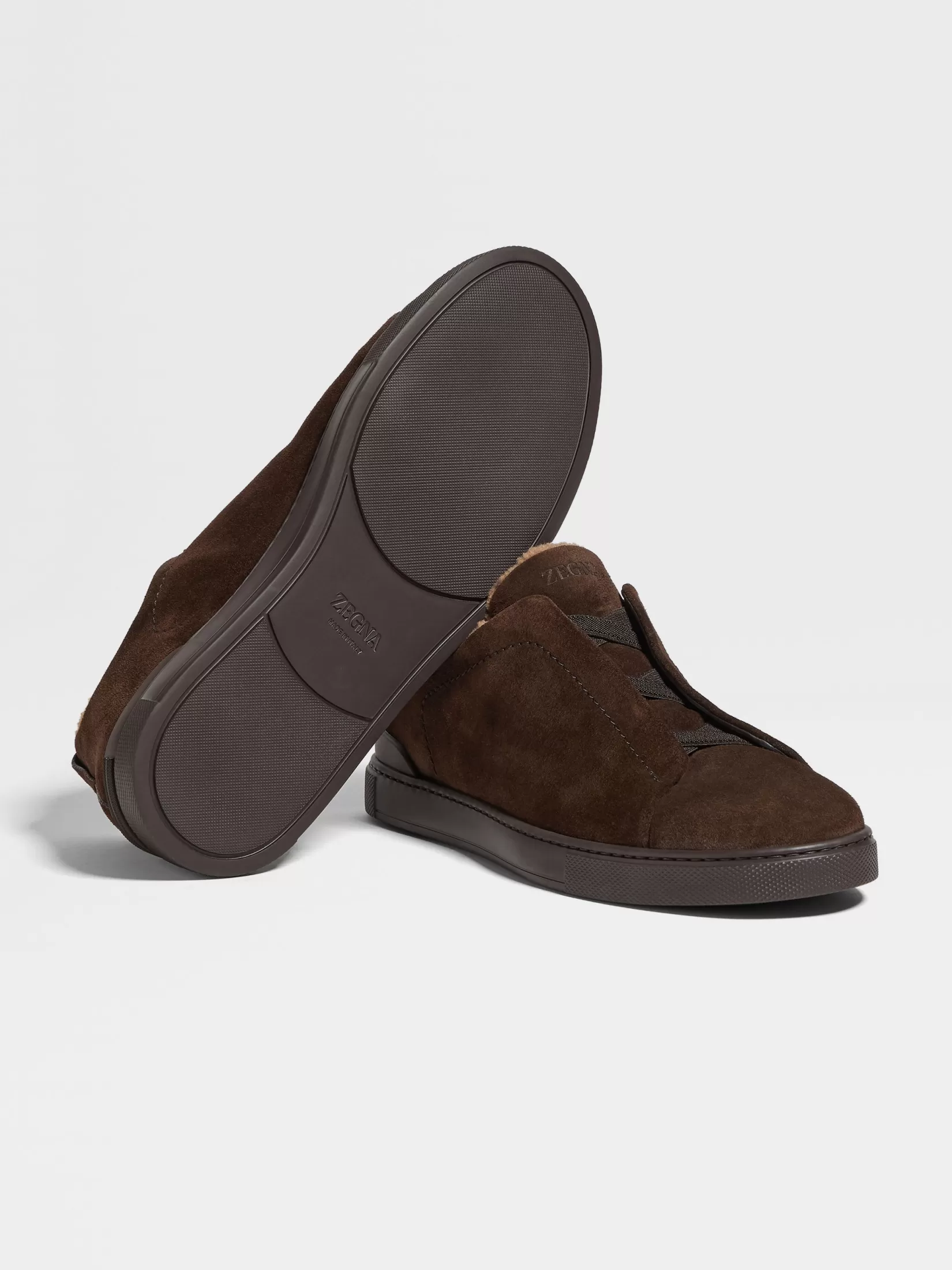 Discount ZEGNA Zapatillas Triple Stitch™ en Ante Color Marrón