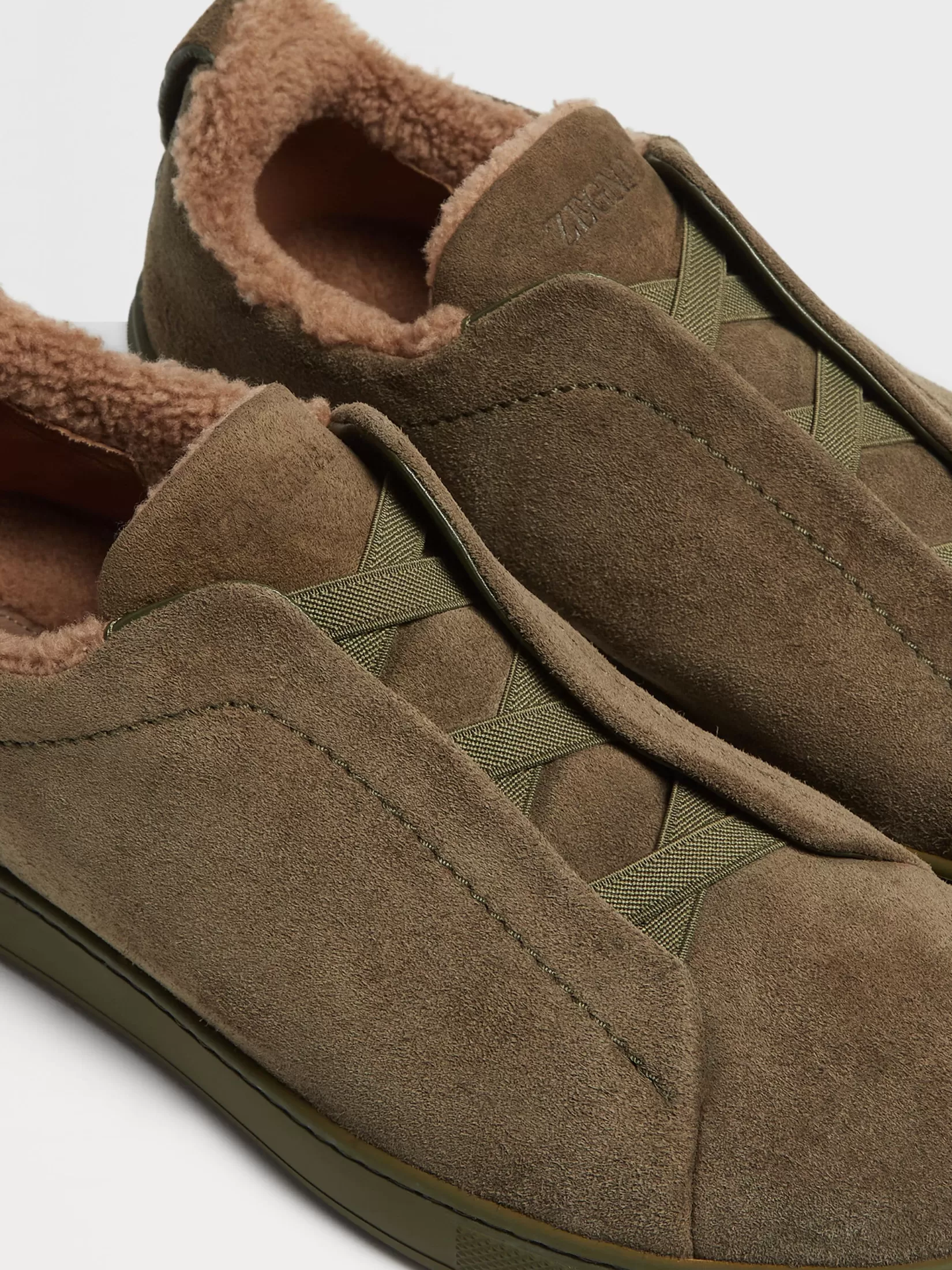 Fashion ZEGNA Zapatillas Triple Stitch™ en Ante Color Verde Oliva Oscuro Verdeolivaoscuro