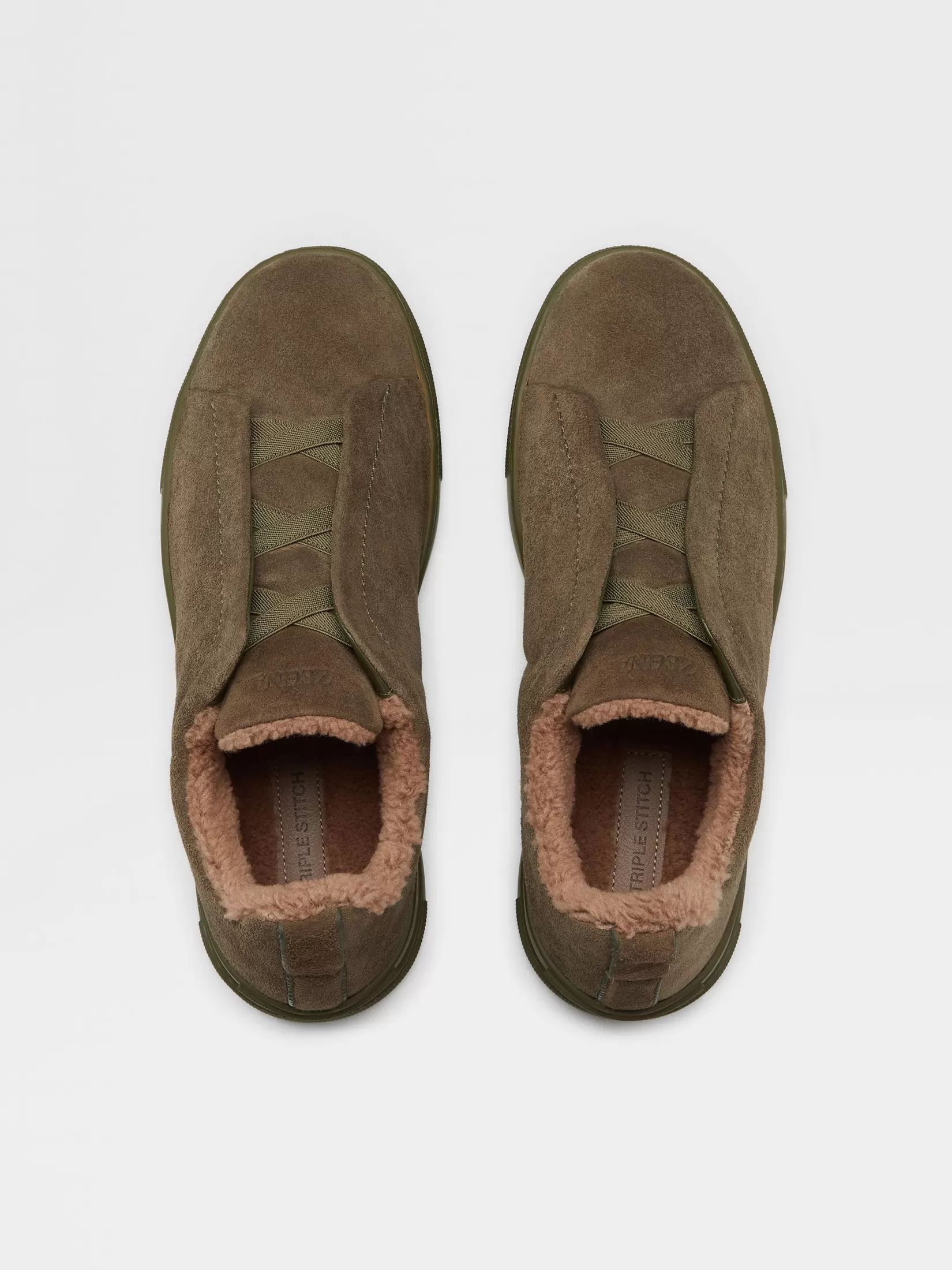 Fashion ZEGNA Zapatillas Triple Stitch™ en Ante Color Verde Oliva Oscuro Verdeolivaoscuro