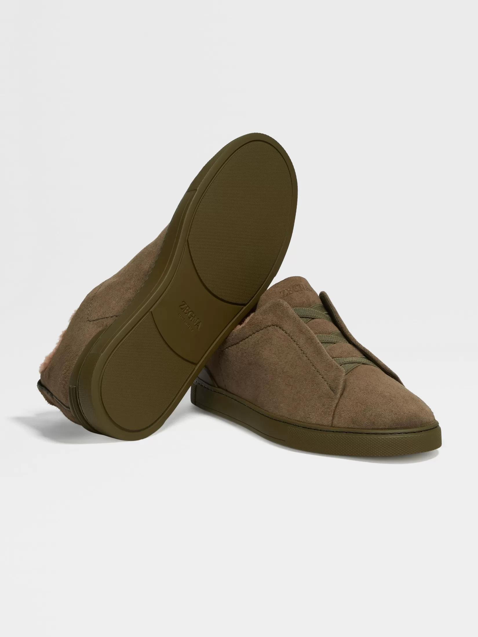 Fashion ZEGNA Zapatillas Triple Stitch™ en Ante Color Verde Oliva Oscuro Verdeolivaoscuro