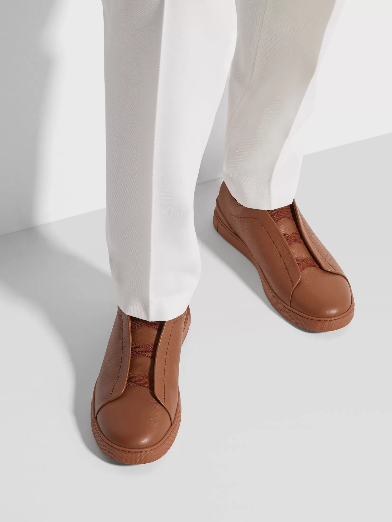 Cheap ZEGNA Zapatillas Triple Stitch™ en Piel de Ciervo Color Foliage Oscuro Foliageoscuro