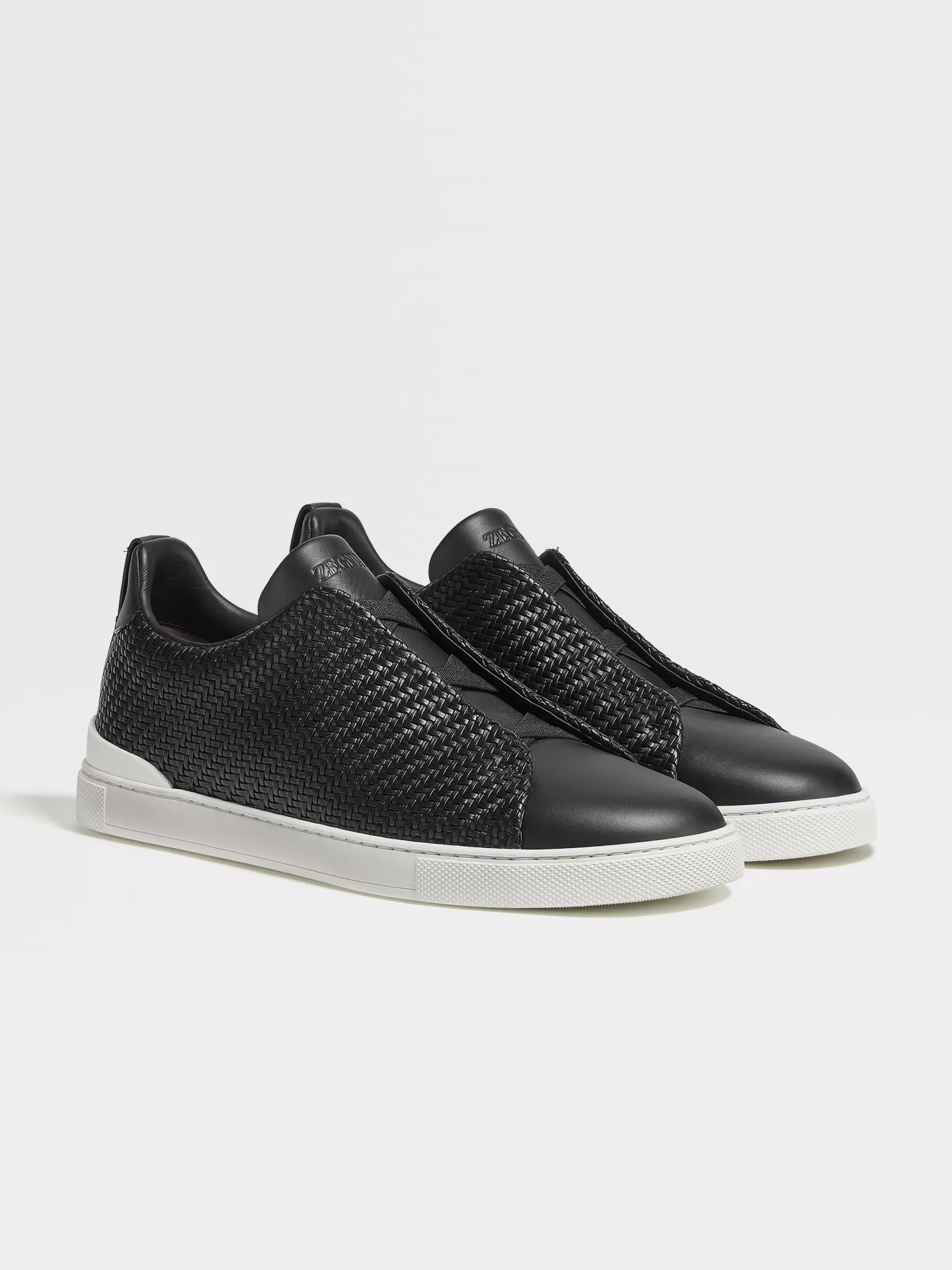 Shop ZEGNA Zapatillas Triple Stitch™ en Piel PELLETESSUTA™ Color Negro