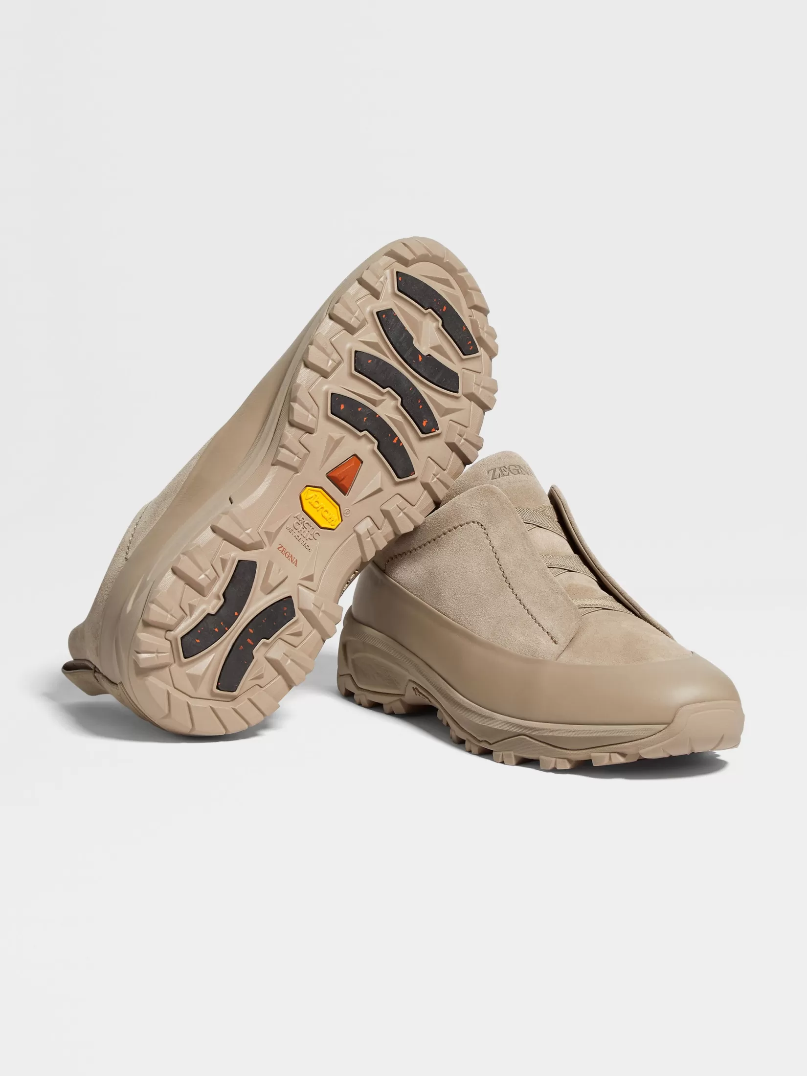 Cheap ZEGNA Zapatillas Triple Stitch™ Monte en Ante y Piel Gris Pardo Claro Grispardoclaro